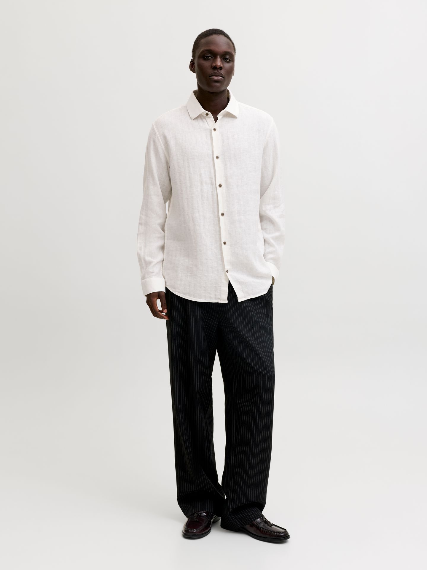 Jack & Jones JPRBLAPARKER LINEN BLEND L/S SHIRT Cloud Dancer 2900165415054