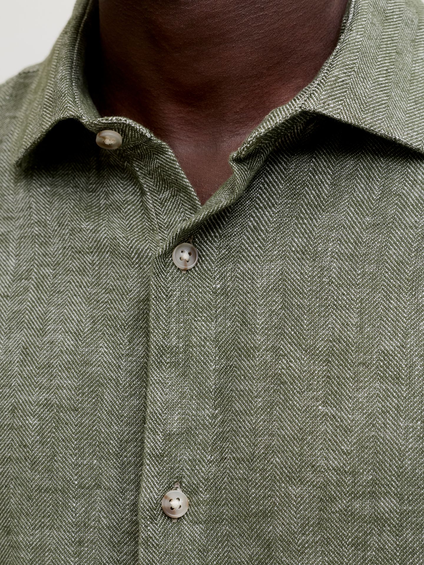 Jack & Jones JPRBLAPARKER LINEN BLEND L/S SHIRT Smokey Olive 2900165423042