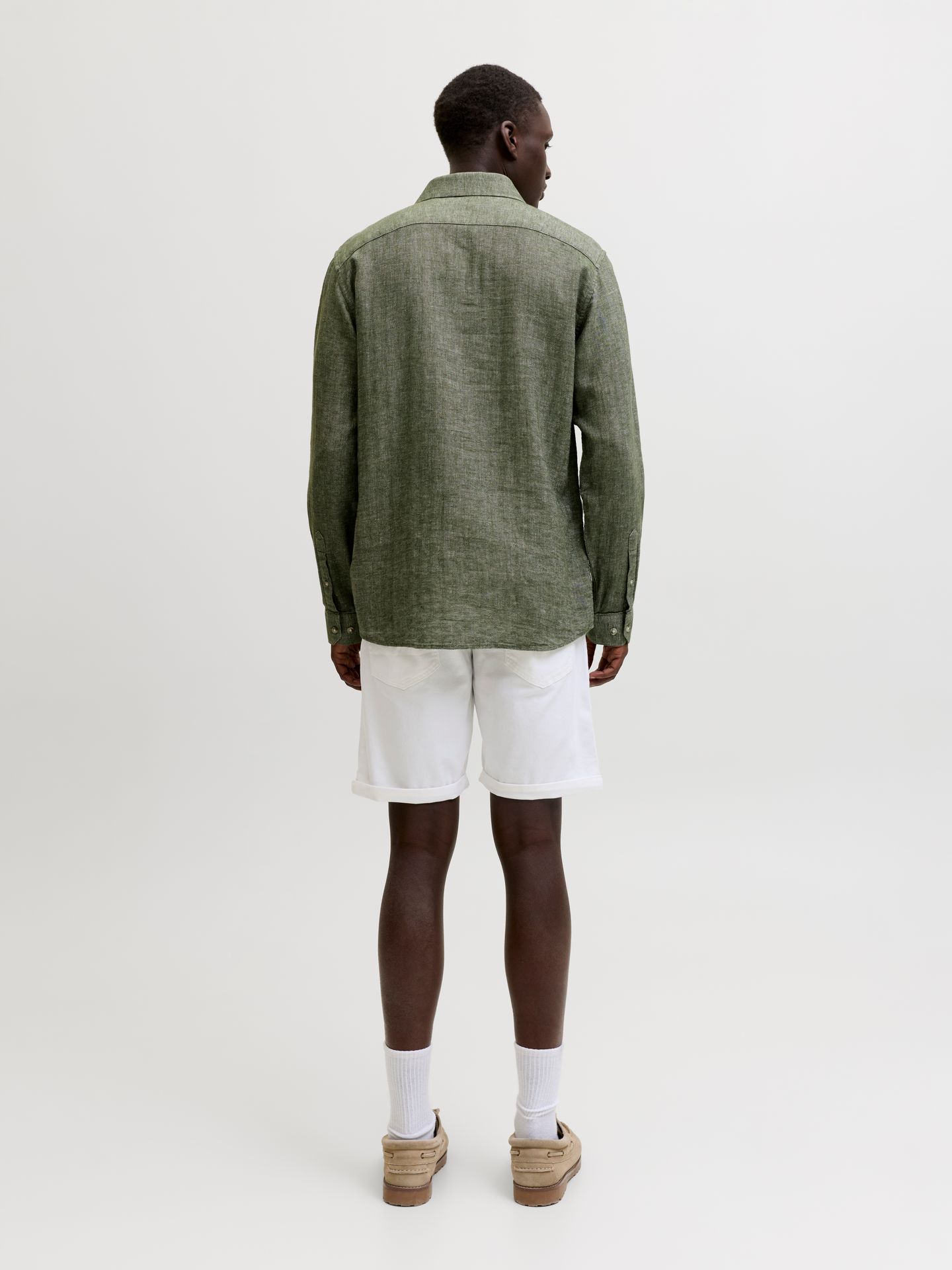 Jack & Jones JPRBLAPARKER LINEN BLEND L/S SHIRT Smokey Olive 2900165423042