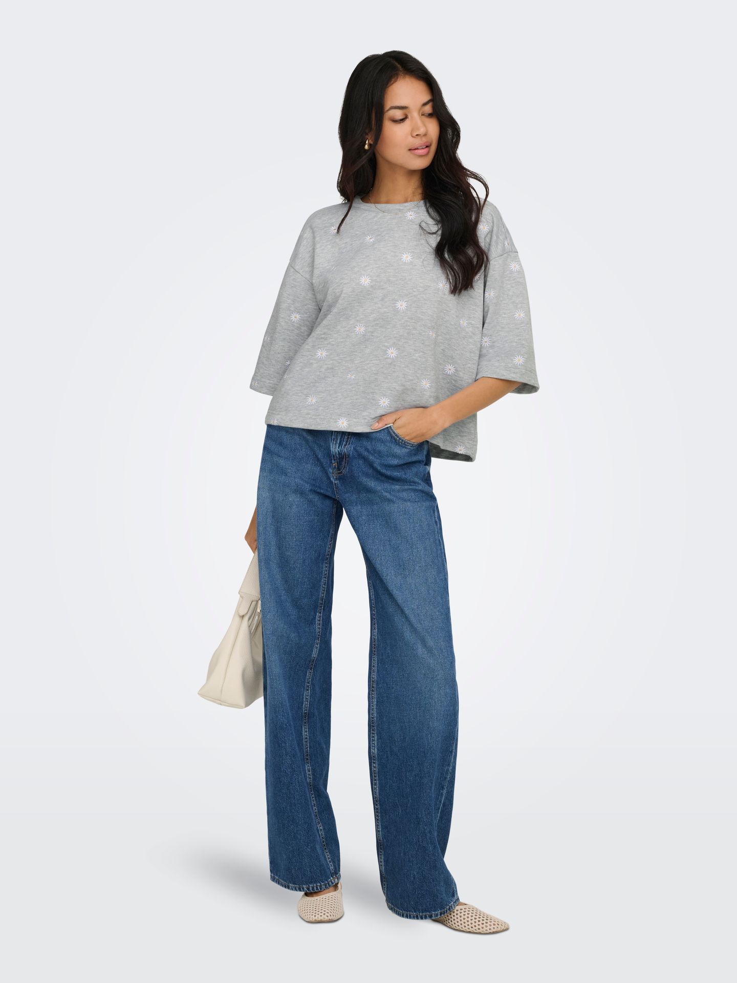 Only ONLLUNA 3/4 O-NECK UB SWT Light Grey Melange/Soho 2900165416013