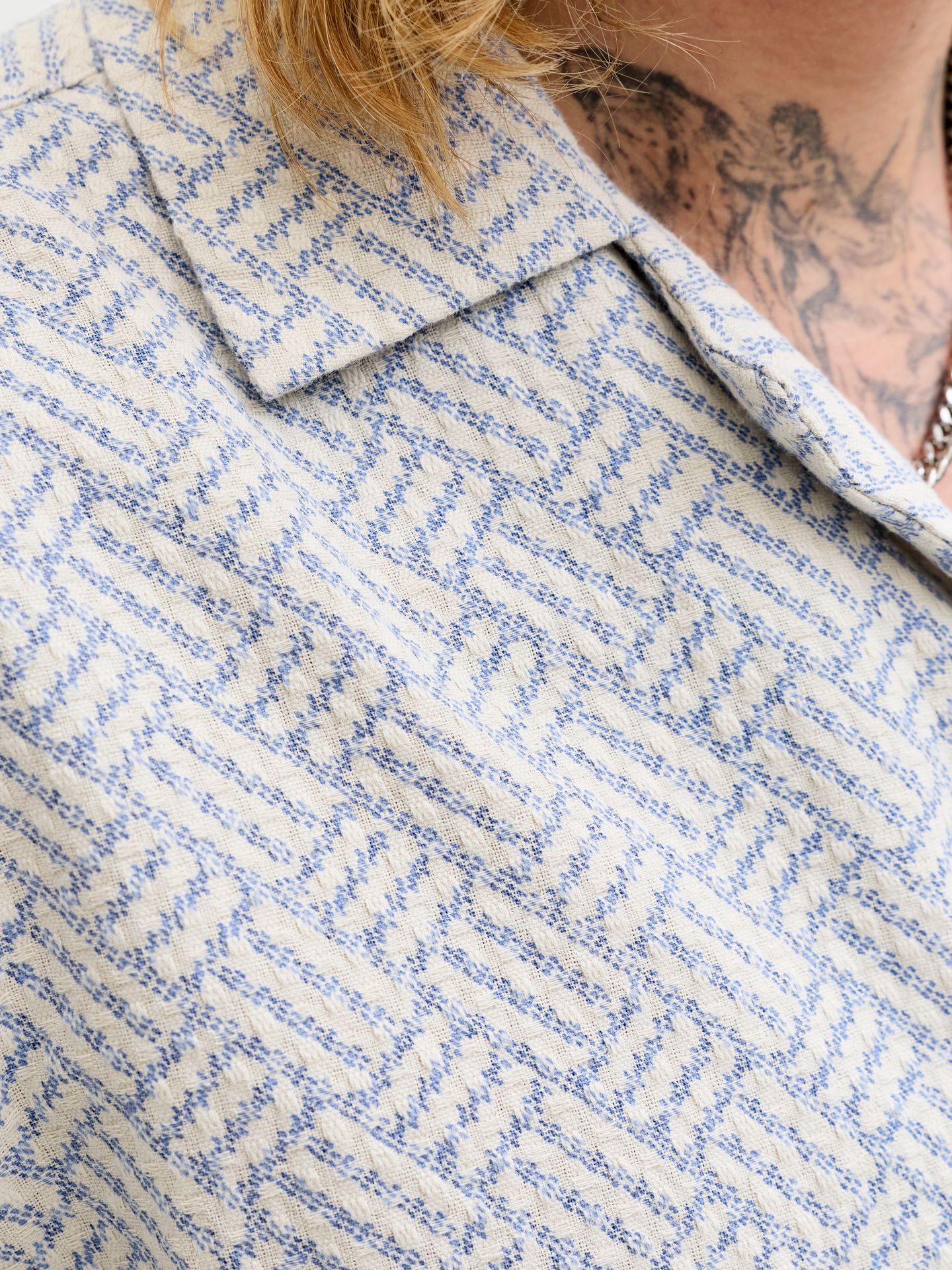 Jack & Jones JPRBLUWINSON PRINT DOBBY S/S SHIRT Ashley Blue/SLIM FIT 2900165419045