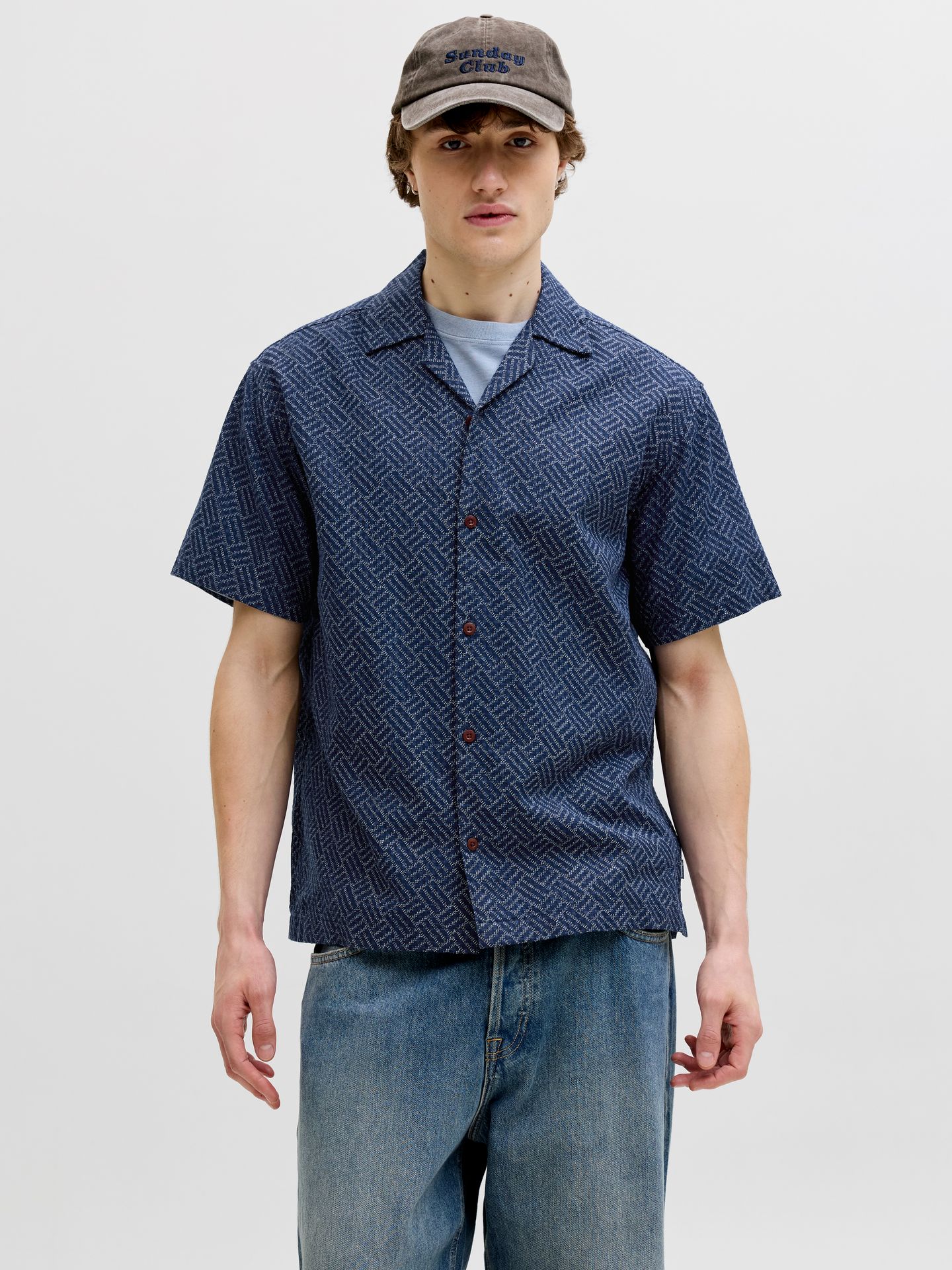 Jack & Jones JPRBLUWINSON PRINT DOBBY S/S SHIRT Pageant Blue/RELAXFIT 2900165420041