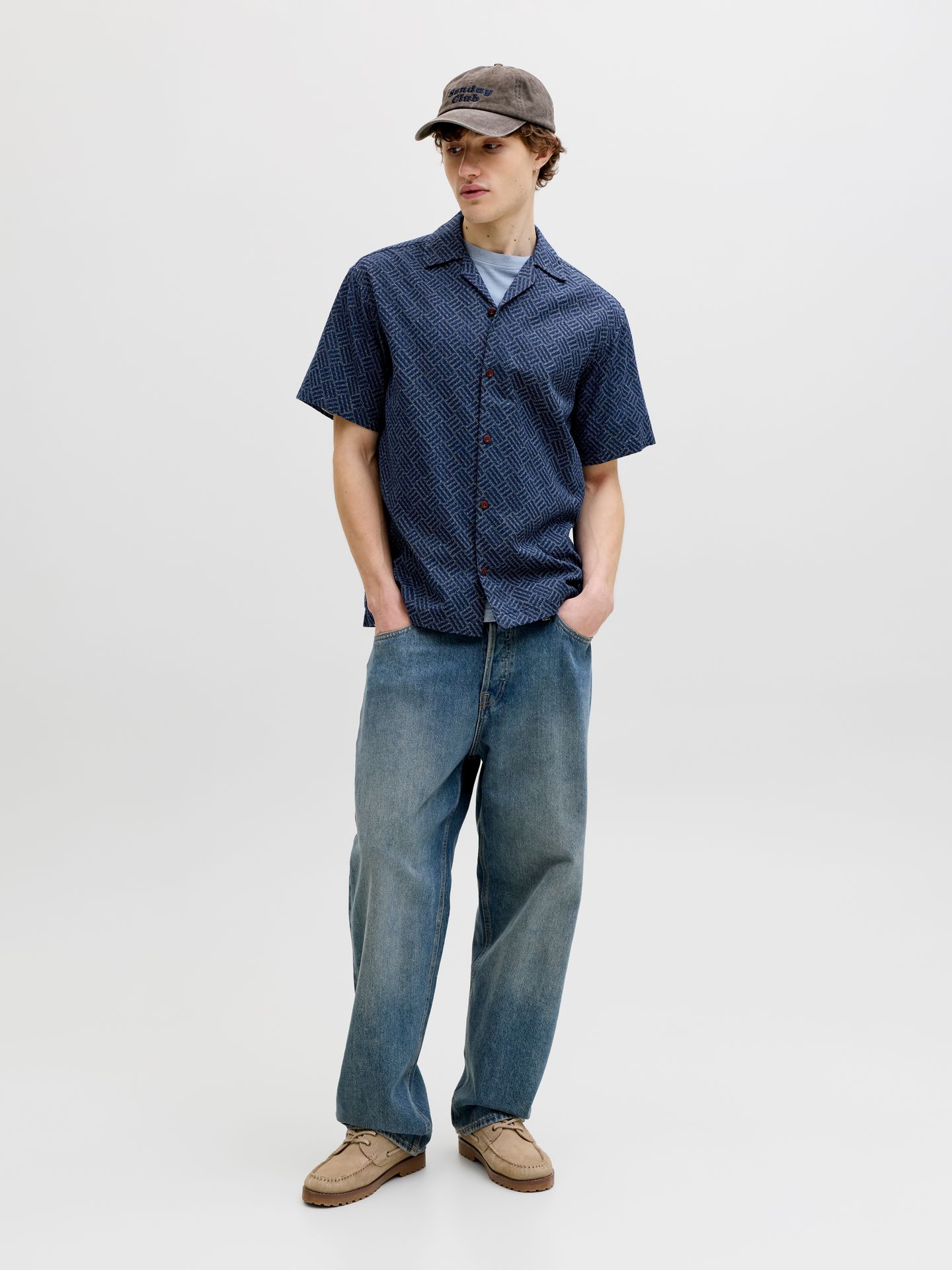 Jack & Jones JPRBLUWINSON PRINT DOBBY S/S SHIRT Pageant Blue/RELAXFIT 2900165420041