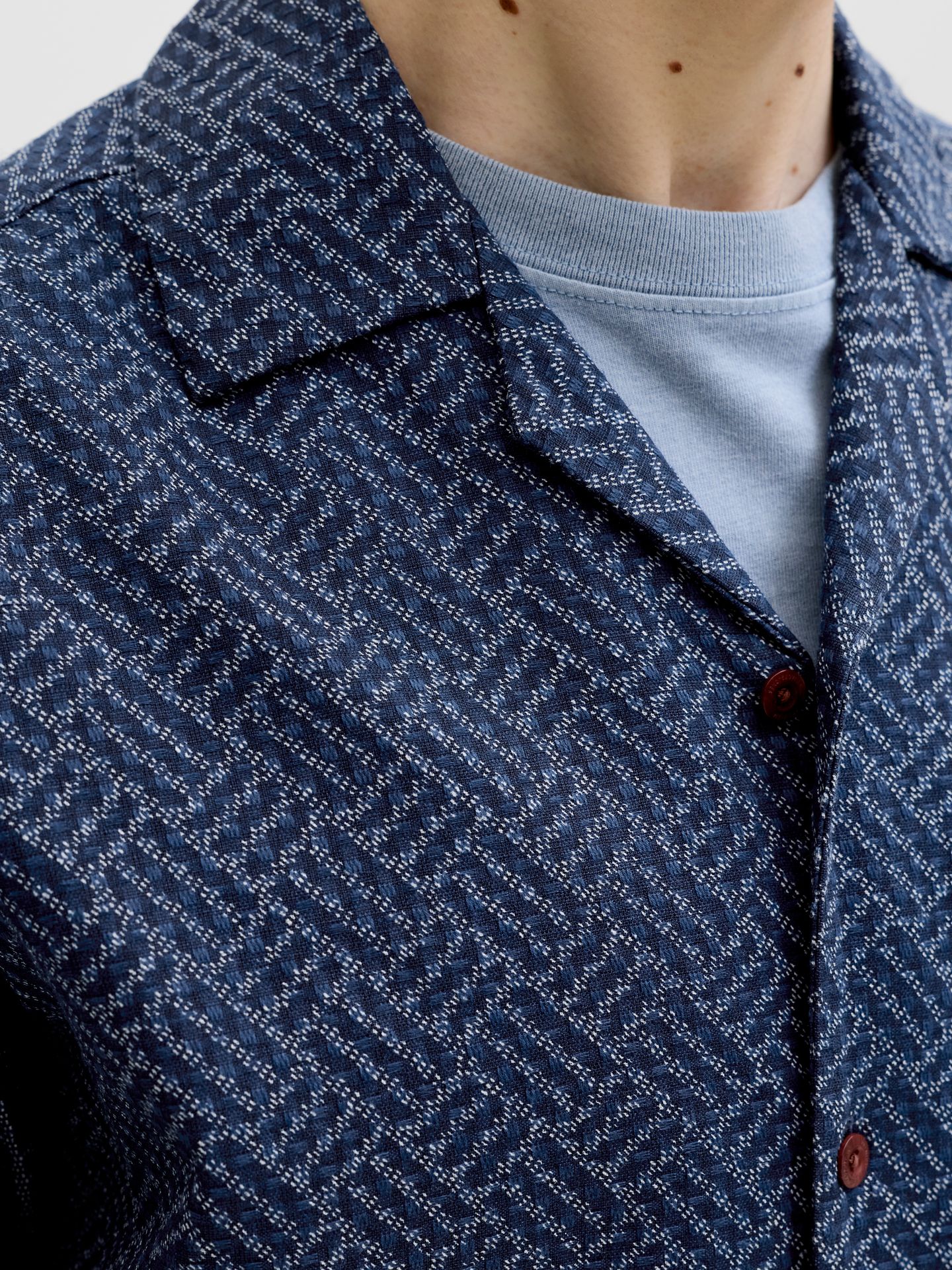 Jack & Jones JPRBLUWINSON PRINT DOBBY S/S SHIRT Pageant Blue/RELAXFIT 2900165420041