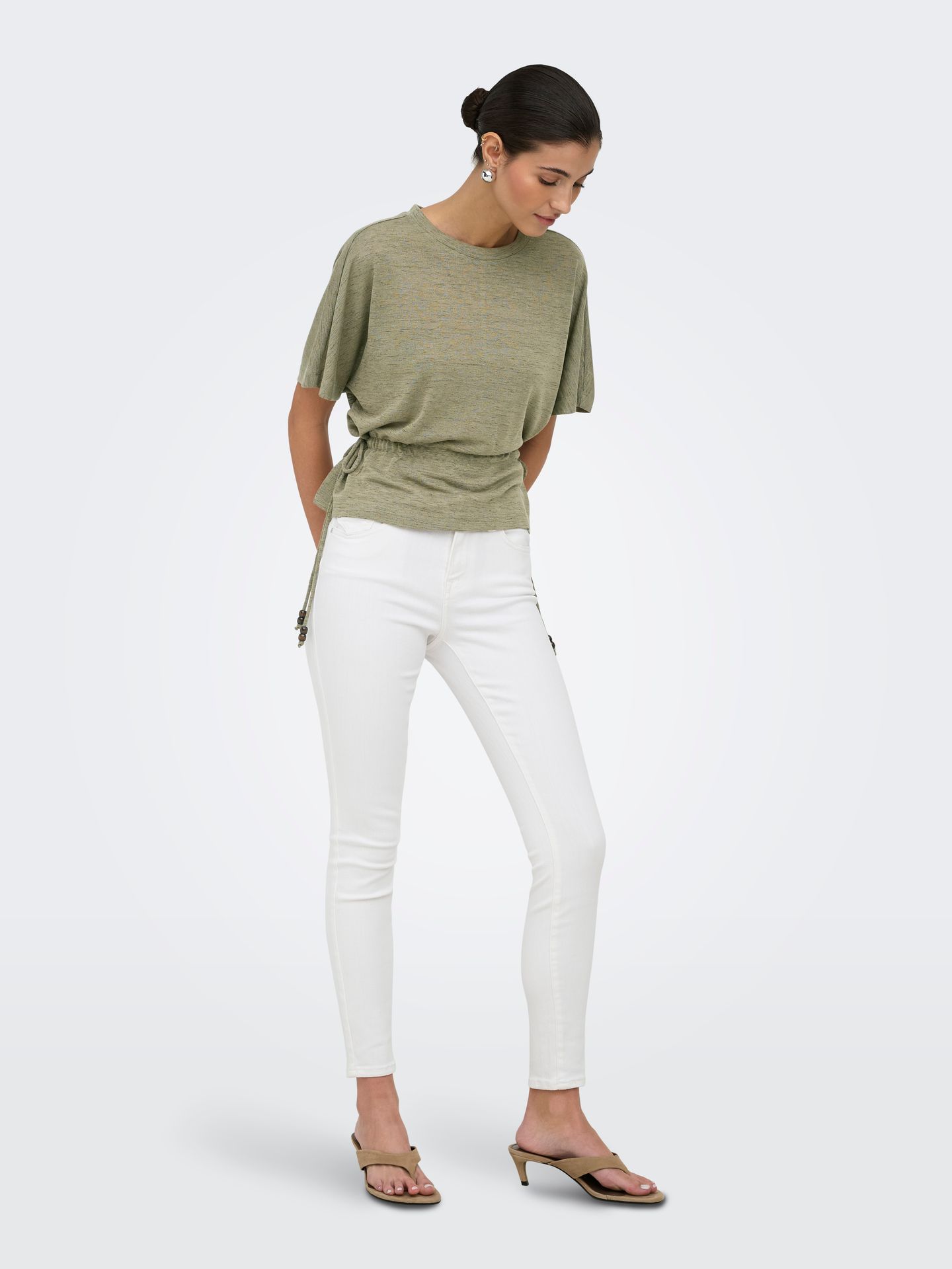 Only ONLPEARL S/S ELASTIC WAIST TOP JRS Mermaid/Cloud dancer 2900165422014