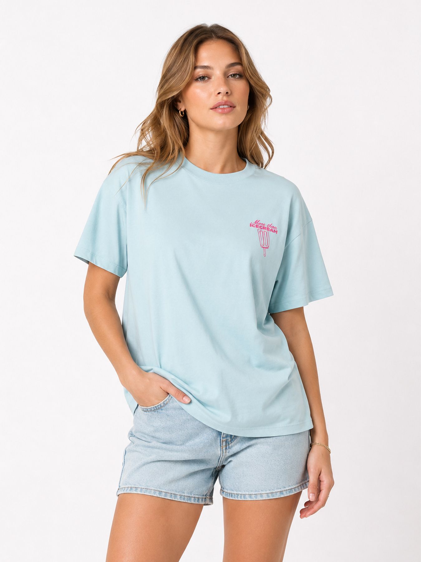 Only ONLVIVVI S/S LOVELY TOP JRS Winter Sky/Popsicle 00117849-EKA26011400003469