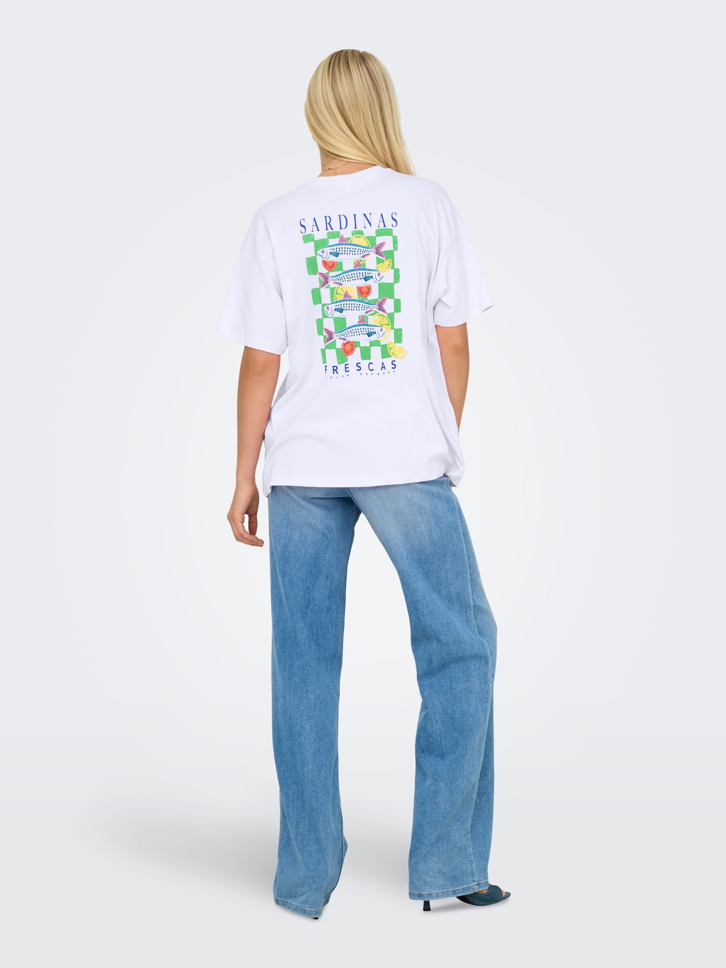 Only ONLVIVVI S/S LOVELY TOP JRS Bright White/Sardinas frescas 2900166144038