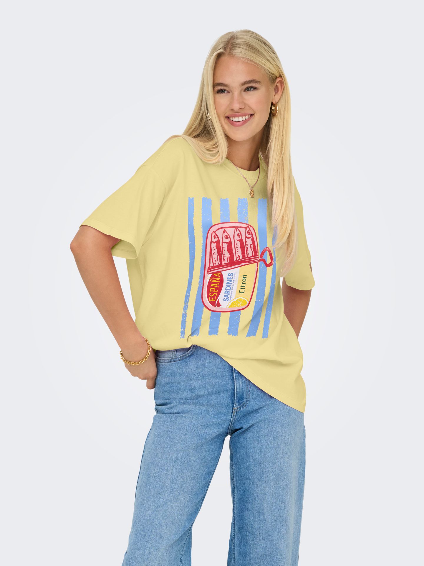 Only ONLVIVVI S/S LOVELY TOP JRS Sunlight/Single can sardine 2900166145028