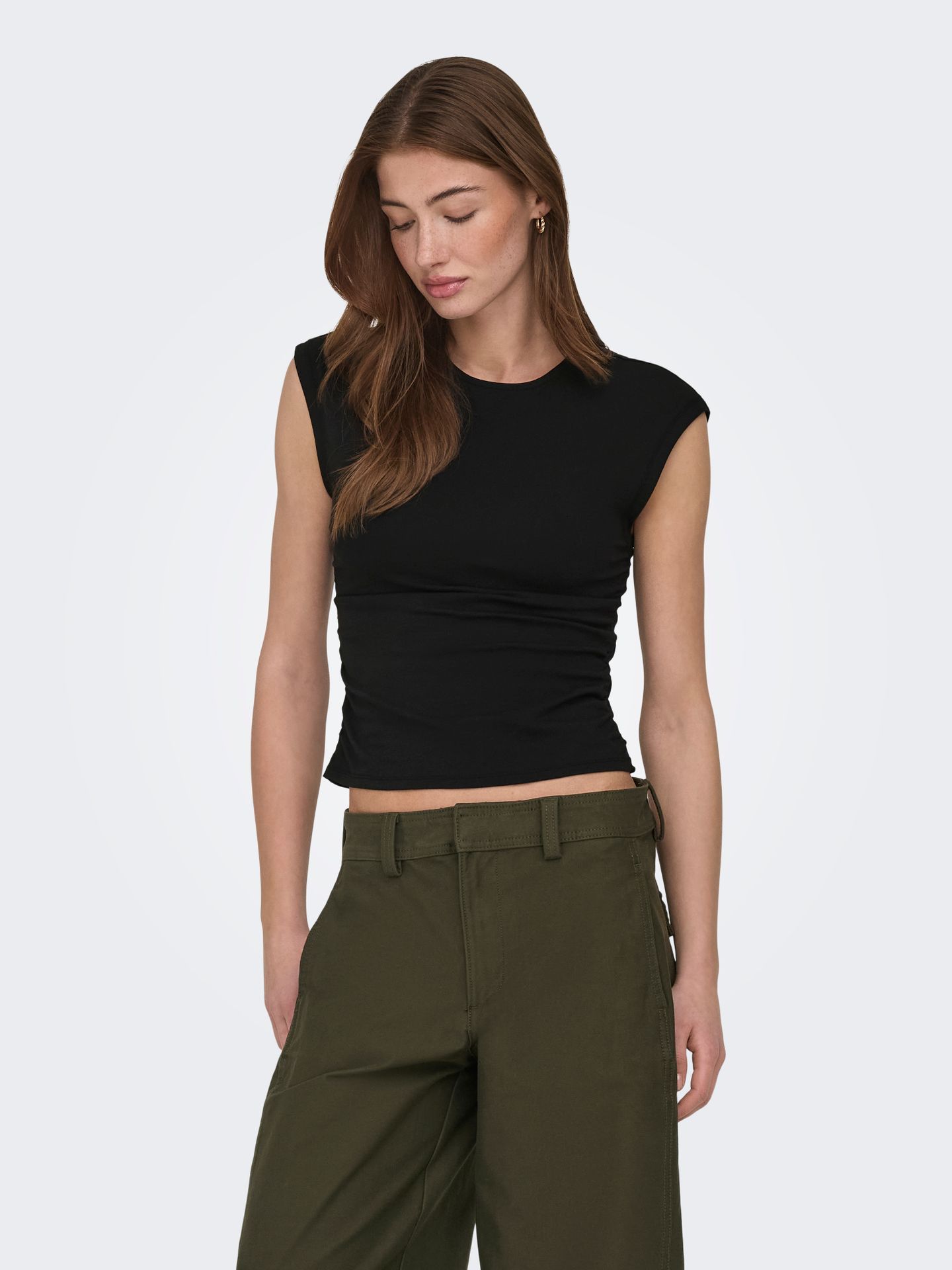 Only ONLMIRA CAPSL RUCHING TOP JRS NOOS Black 2900165432044