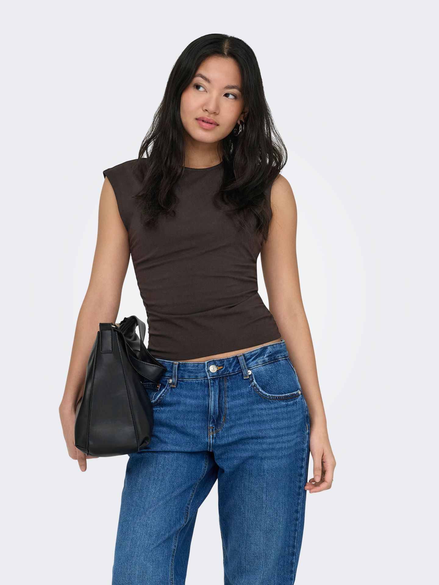 Only ONLMIRA CAPSL RUCHING TOP JRS NOOS Black Coffee 00117851-EKA26011400001146