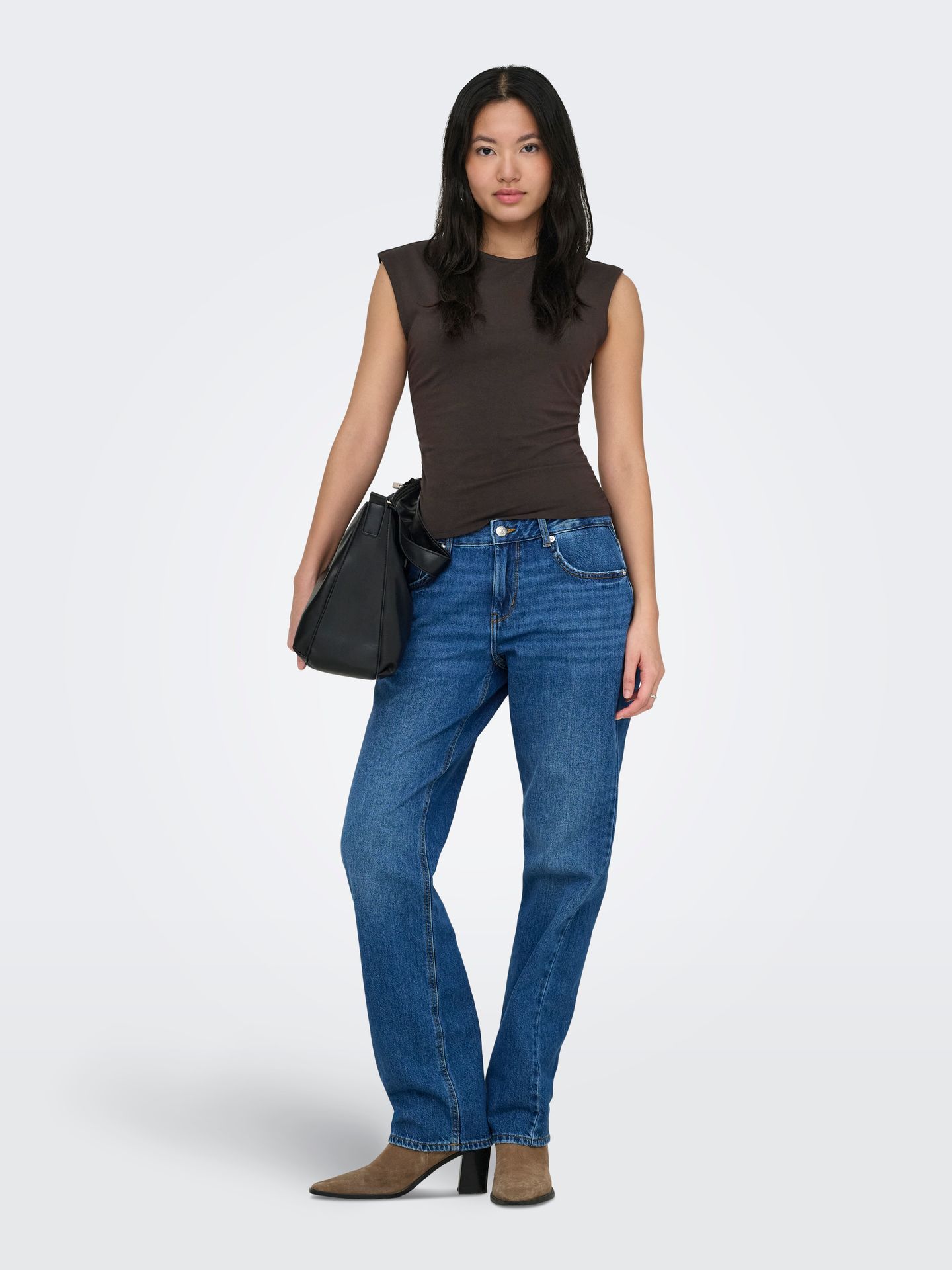 Only ONLMIRA CAPSL RUCHING TOP JRS NOOS Black Coffee 2900165470039