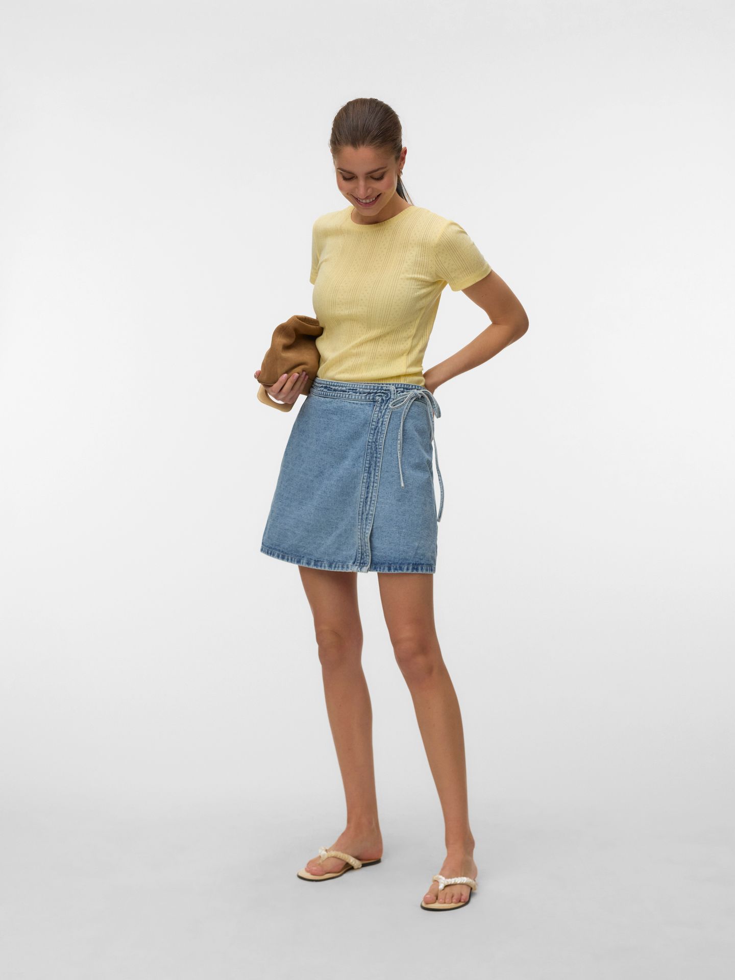 Vero Moda VMLIZA MR SHORT DENIM WRAP SKIRT GA Light Blue Denim 2900165443033