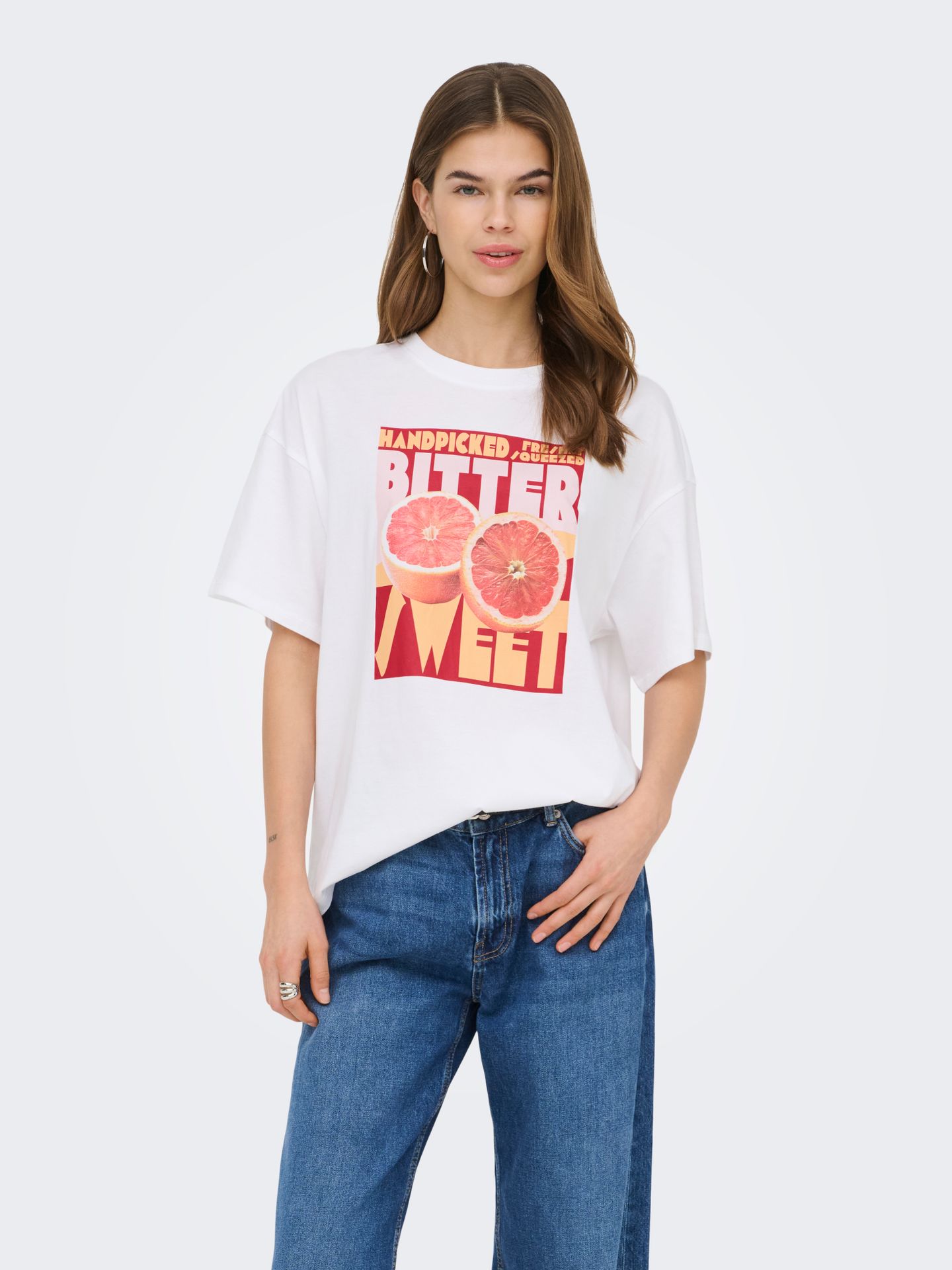 Only ONLMILA S/S PRINT BOX JRS Bright White/Heart 2900165457054