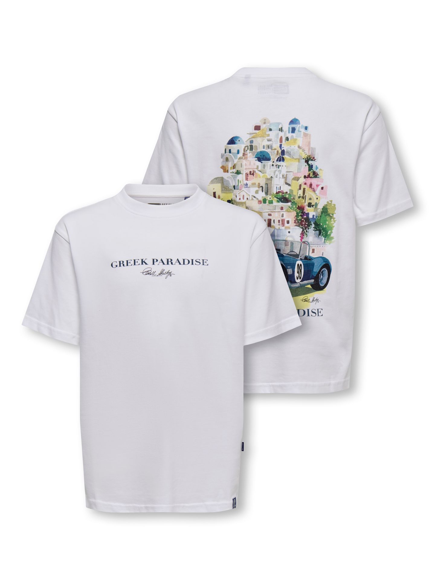 Only & Sons OSJSHELBY RLX SS LIC TEE Bright White/GREEK PARADISE 2900165456040