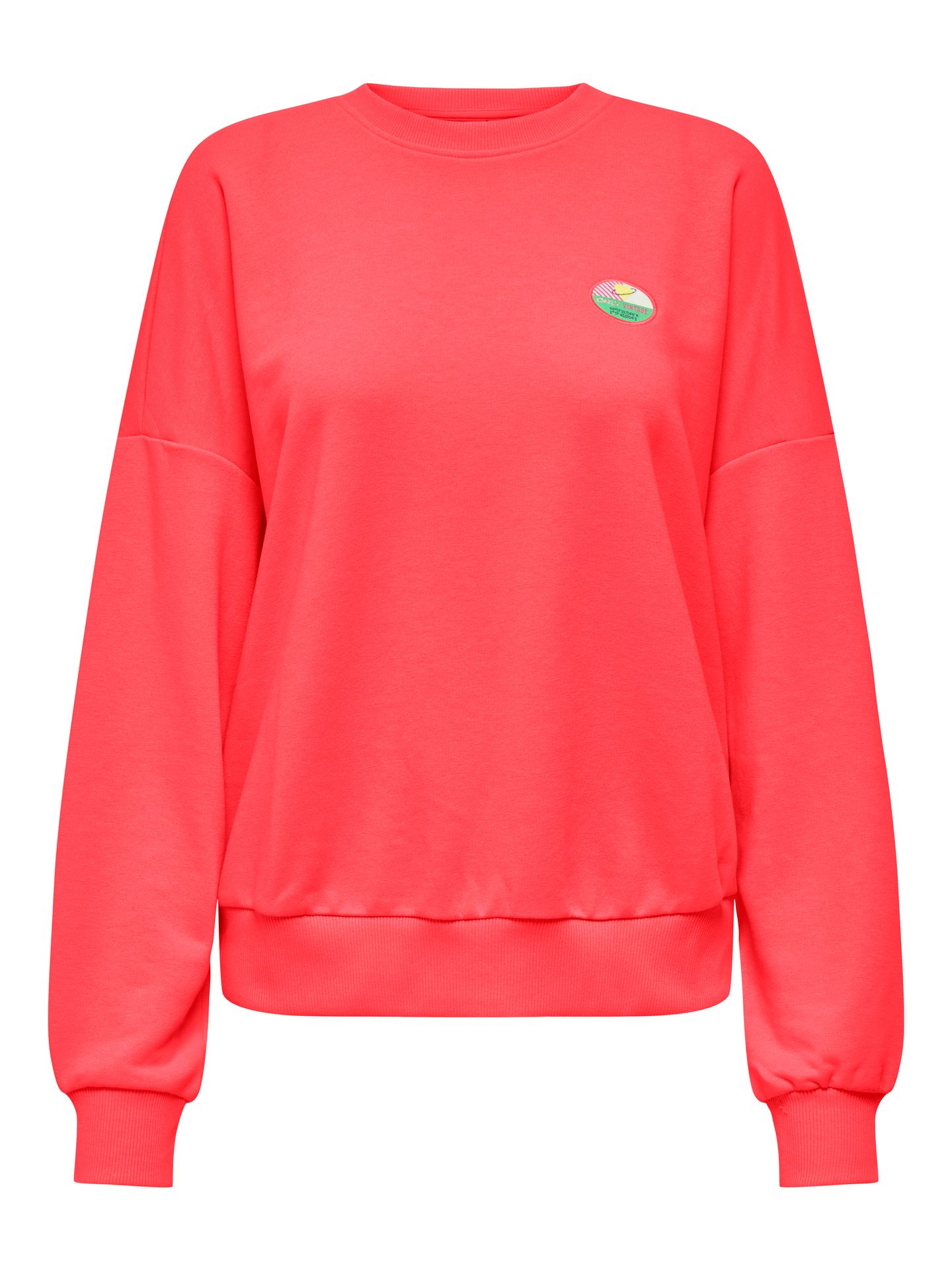 Only ONLMINNA O NECK L/S CS PR SWT Fiery Coral/Only badge 00117859-EKA26011400003404