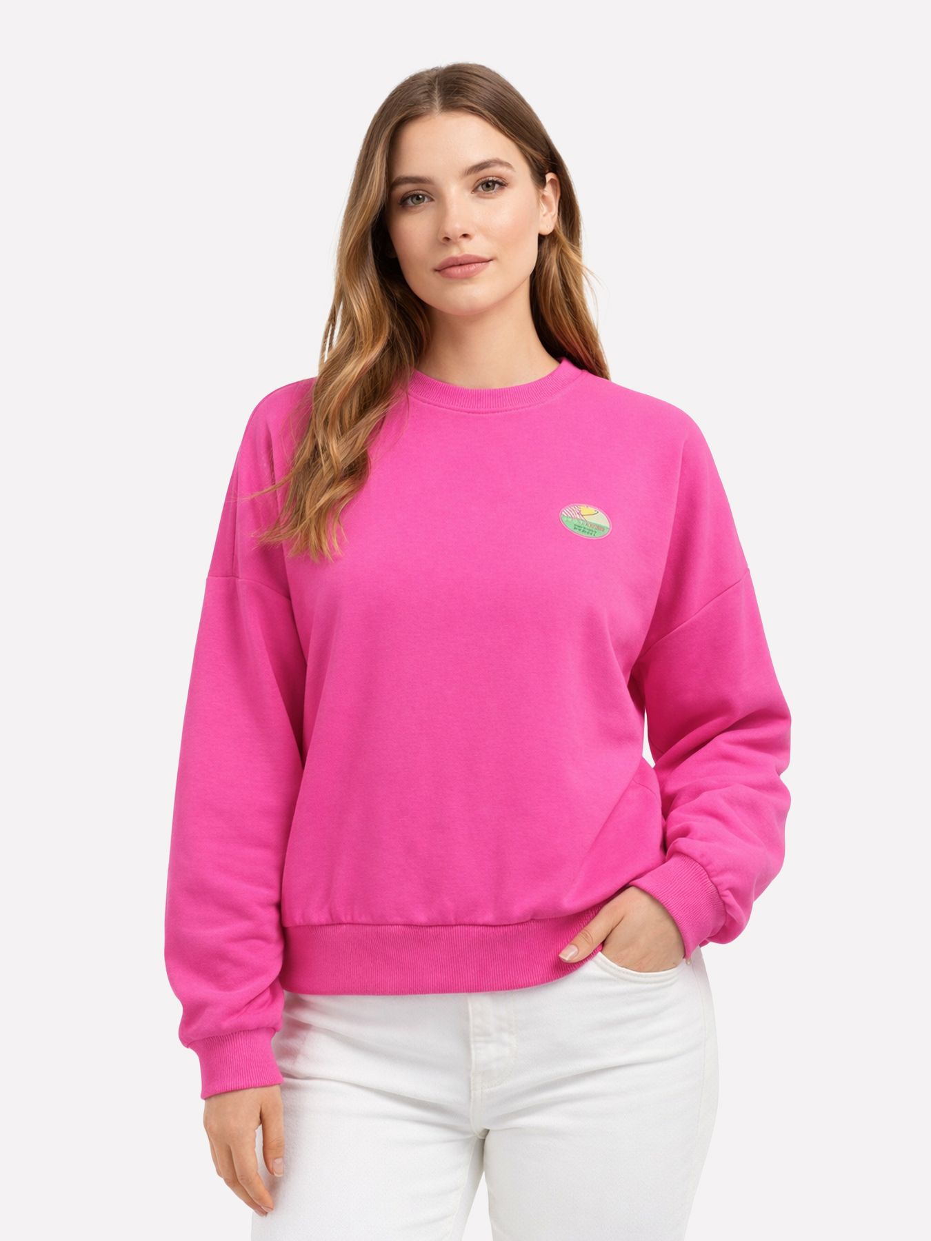 Only ONLMINNA O NECK L/S CS PR SWT Knockout Pink/Only badge 00117859-EKA26011400003405