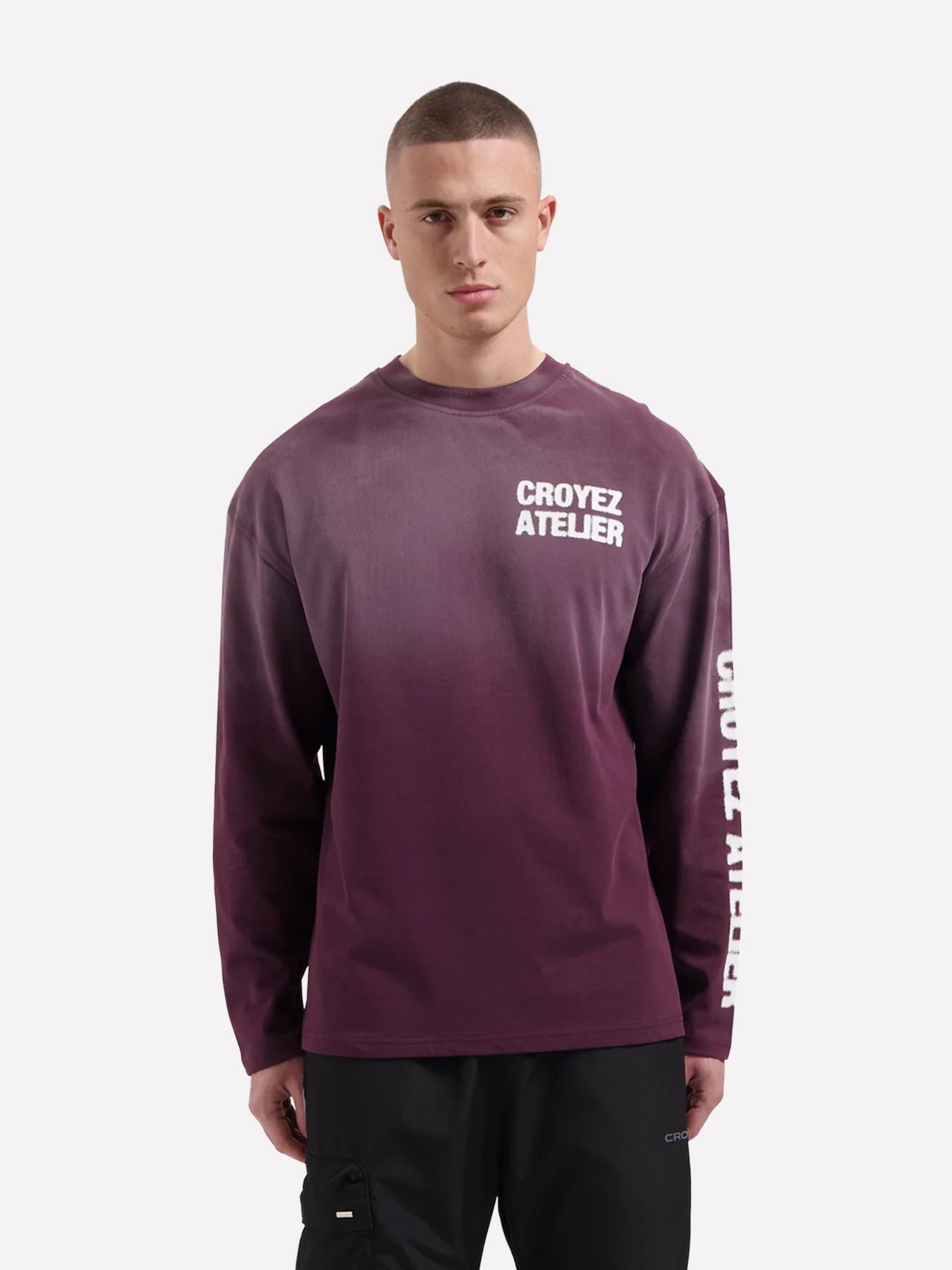 Croyez Croyez Sprayed Atelier Longsleeve T-Shirt 45004 burgundy 00117885-EKA26013600000009