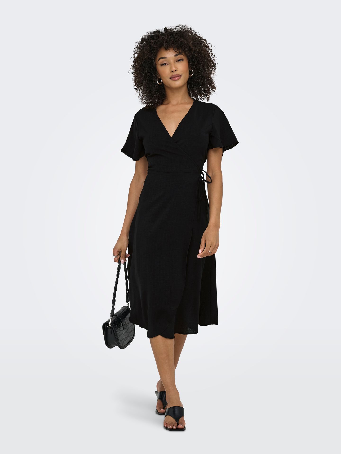 Only ONLCALI LIFE S/S WRAP DRESS WVN NOO Black 2900165512012