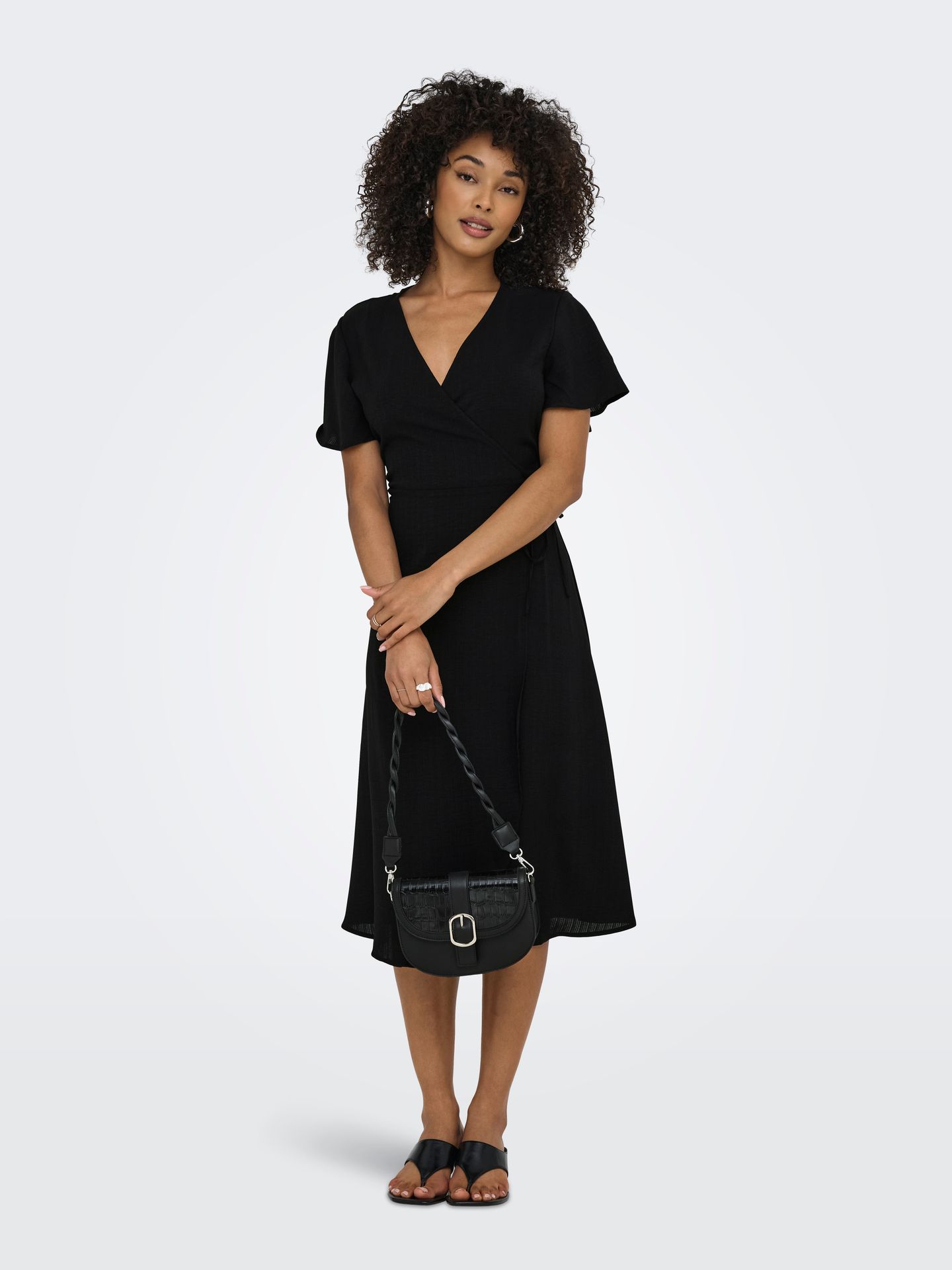Only ONLCALI LIFE S/S WRAP DRESS WVN NOO Black 00117889-EKA26011400000004