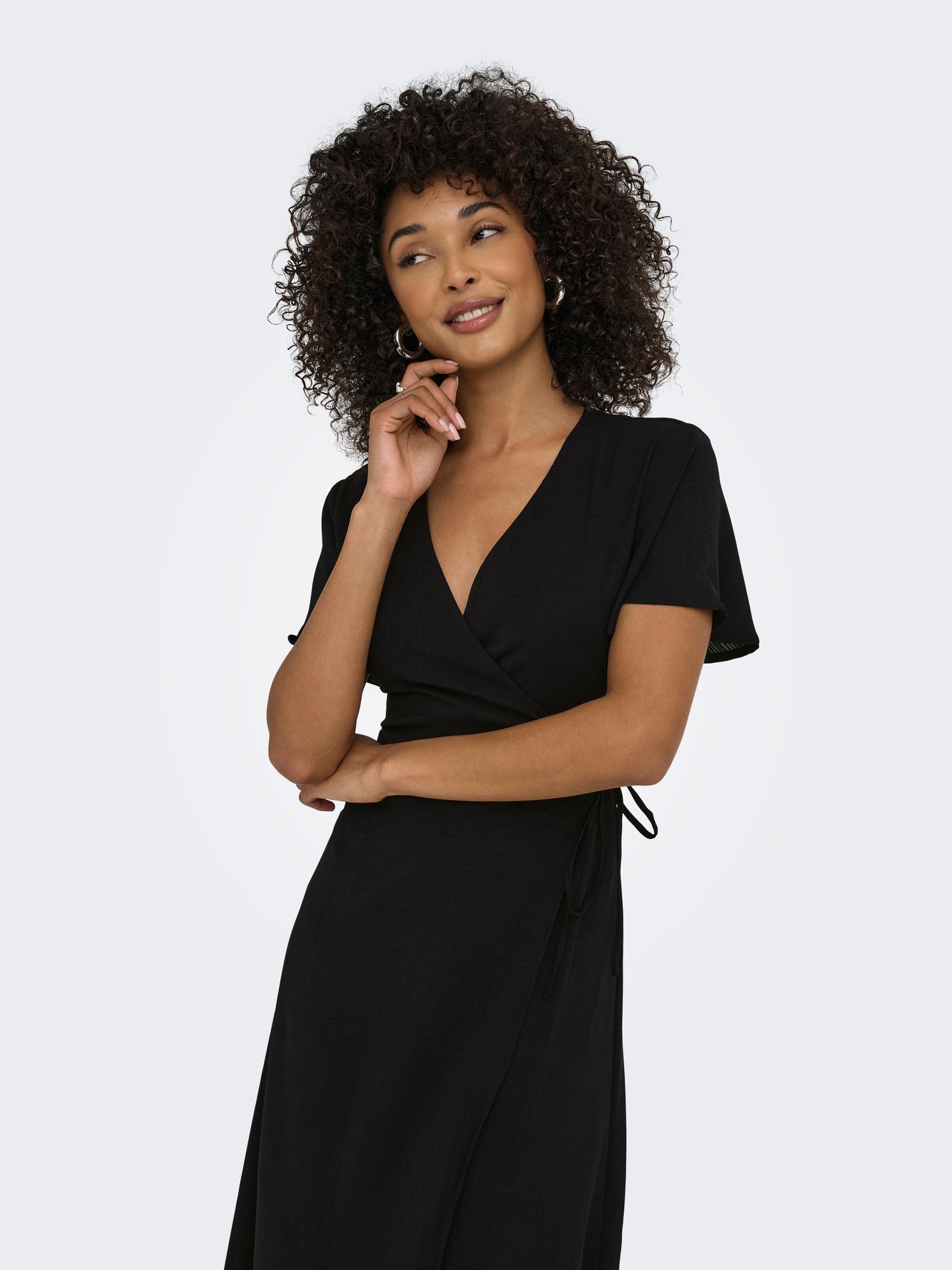 Only ONLCALI LIFE S/S WRAP DRESS WVN NOO Black 2900165512012