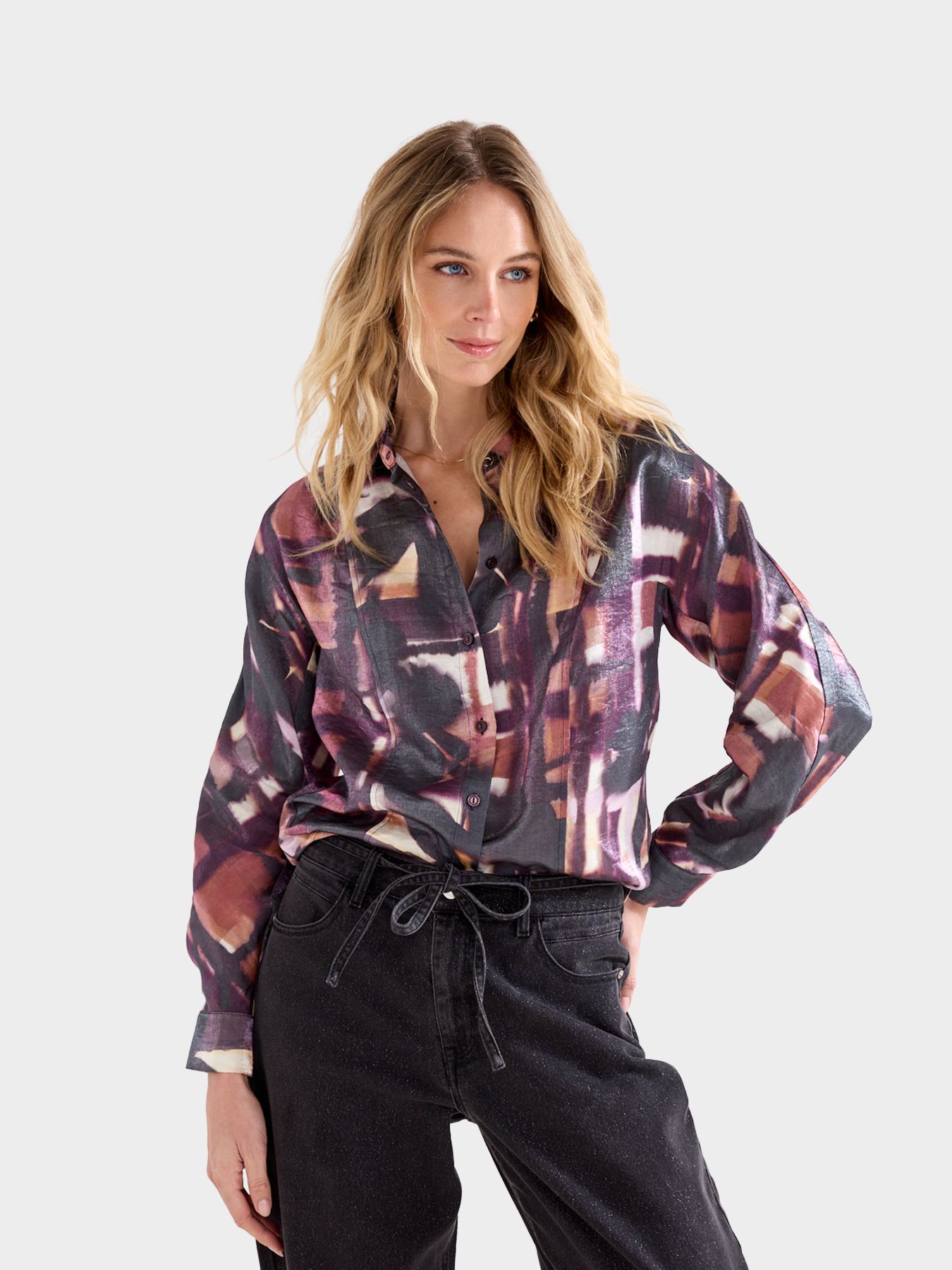 Tramontana Blouse Floral Checks Print Black and Colour 100004 00117892-EKA26012900000059
