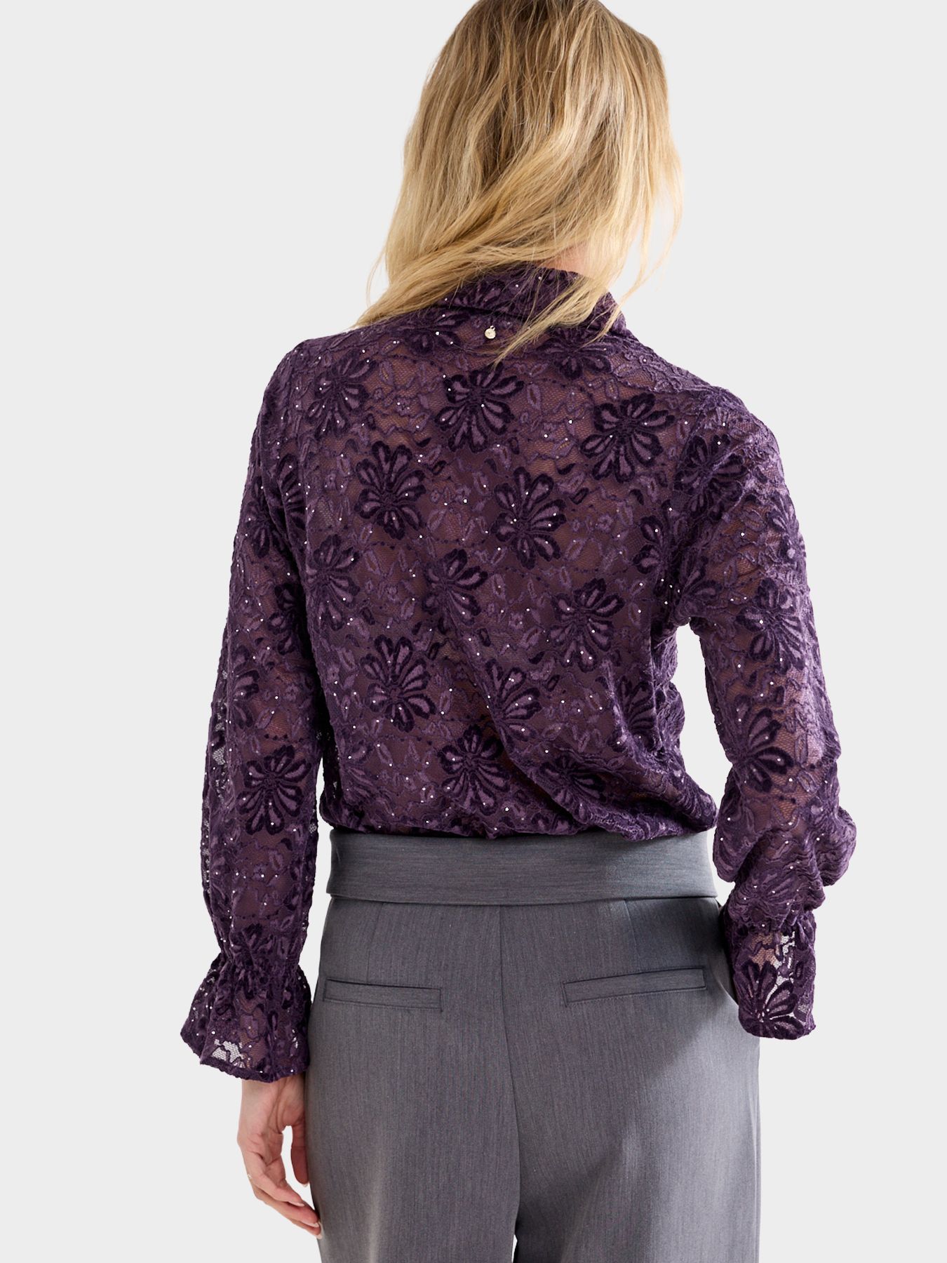 Tramontana Velvet Lace Blouse Aubergine Noir 004840 2900165516027