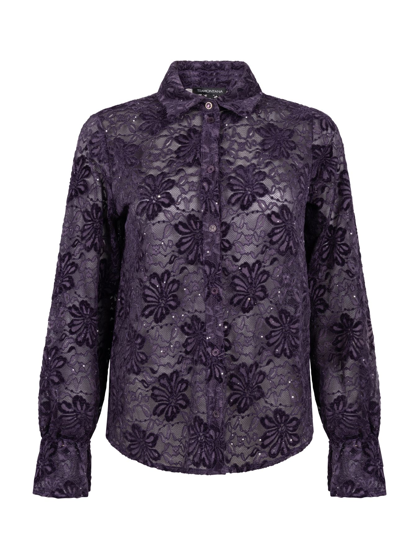 Tramontana Velvet Lace Blouse Aubergine Noir 004840 2900165516027