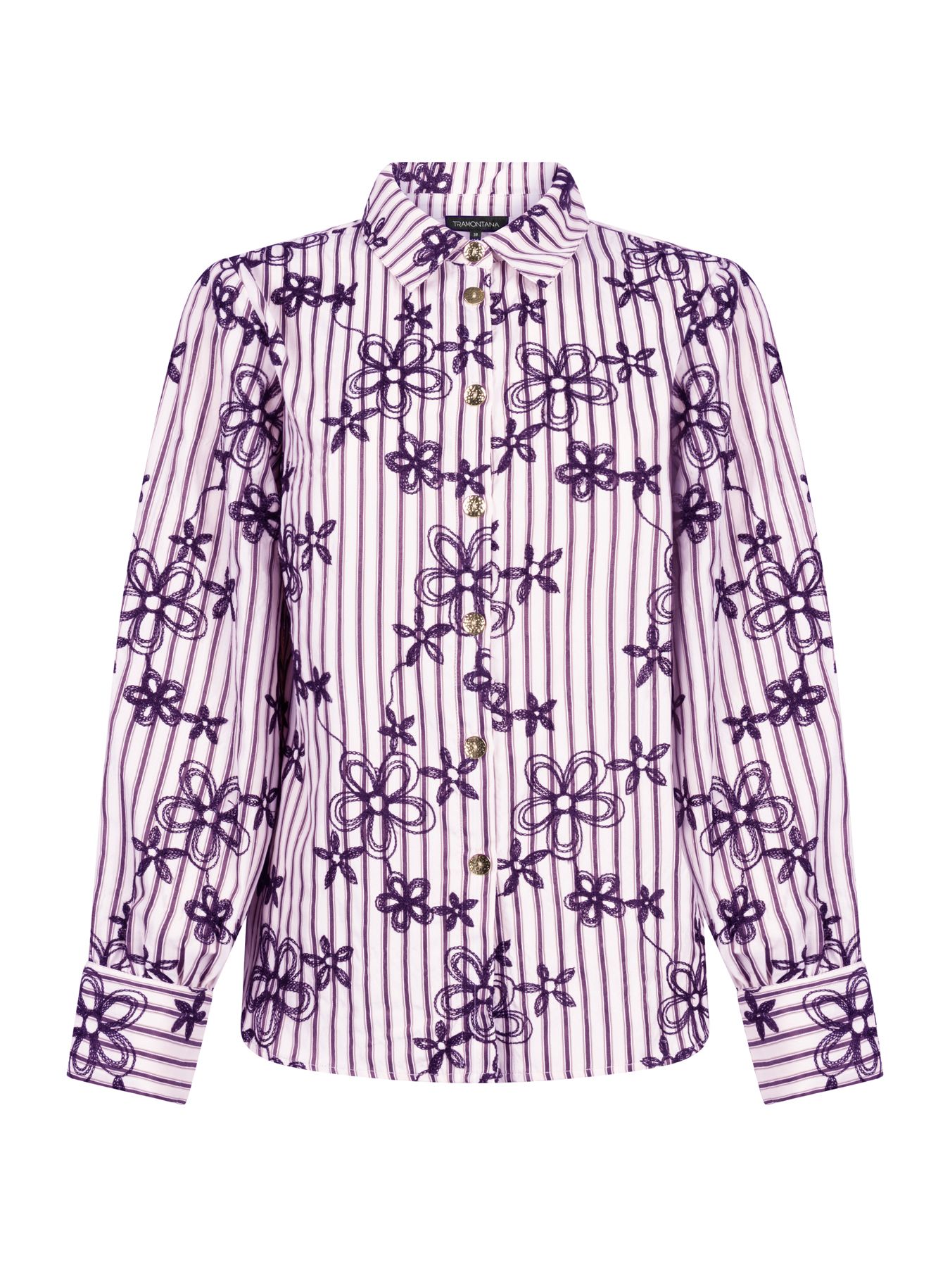 Tramontana Striped Blouse Embro Aubergine Noir 004840 2900165519035