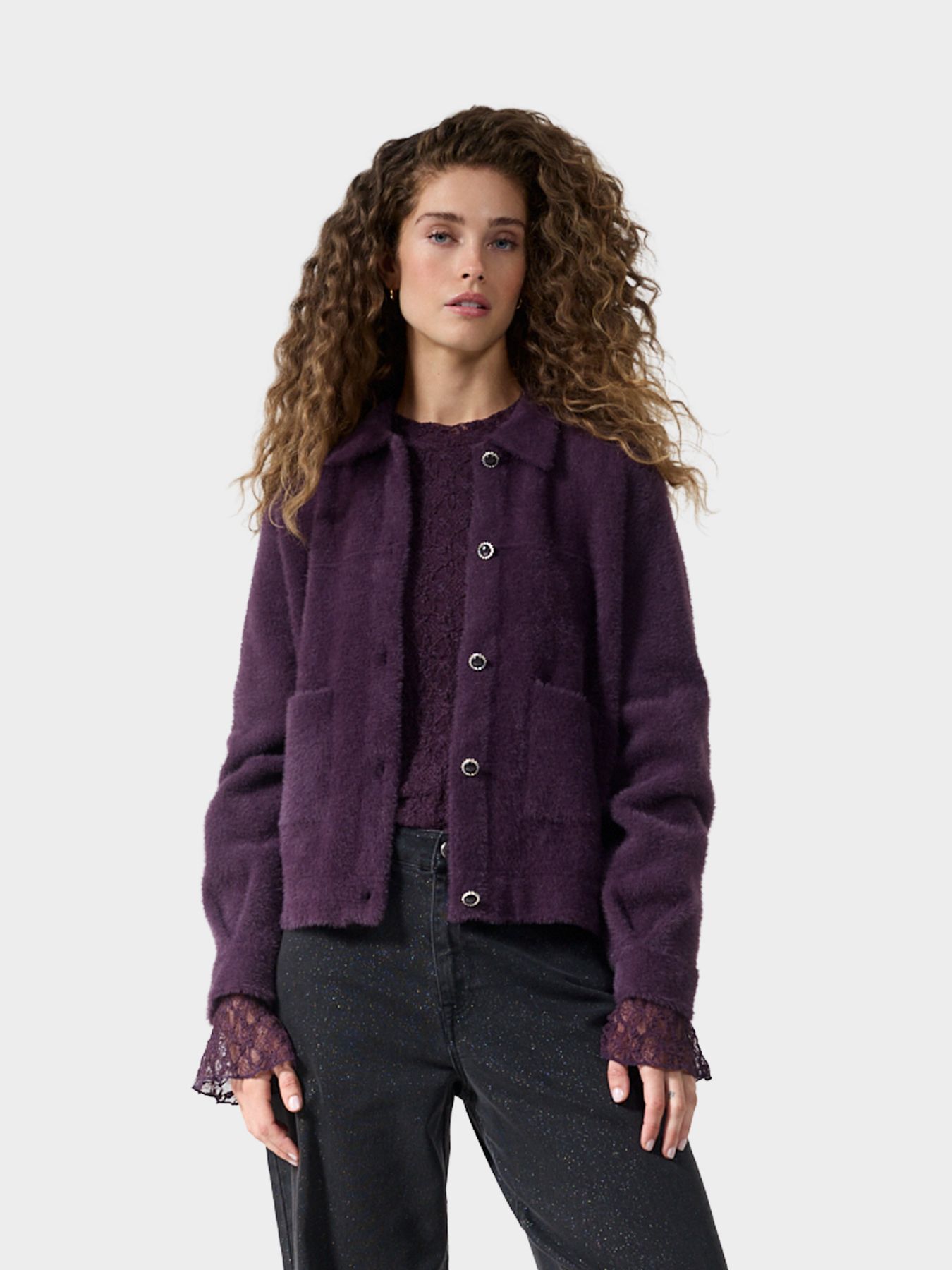 Tramontana Feather Yarn Jacket Aubergine Noir 004840 00117898-EKA26012900000060