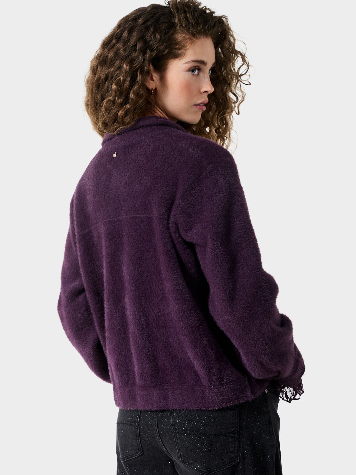 Tramontana Feather Yarn Jacket Aubergine Noir 004840 2900165522042