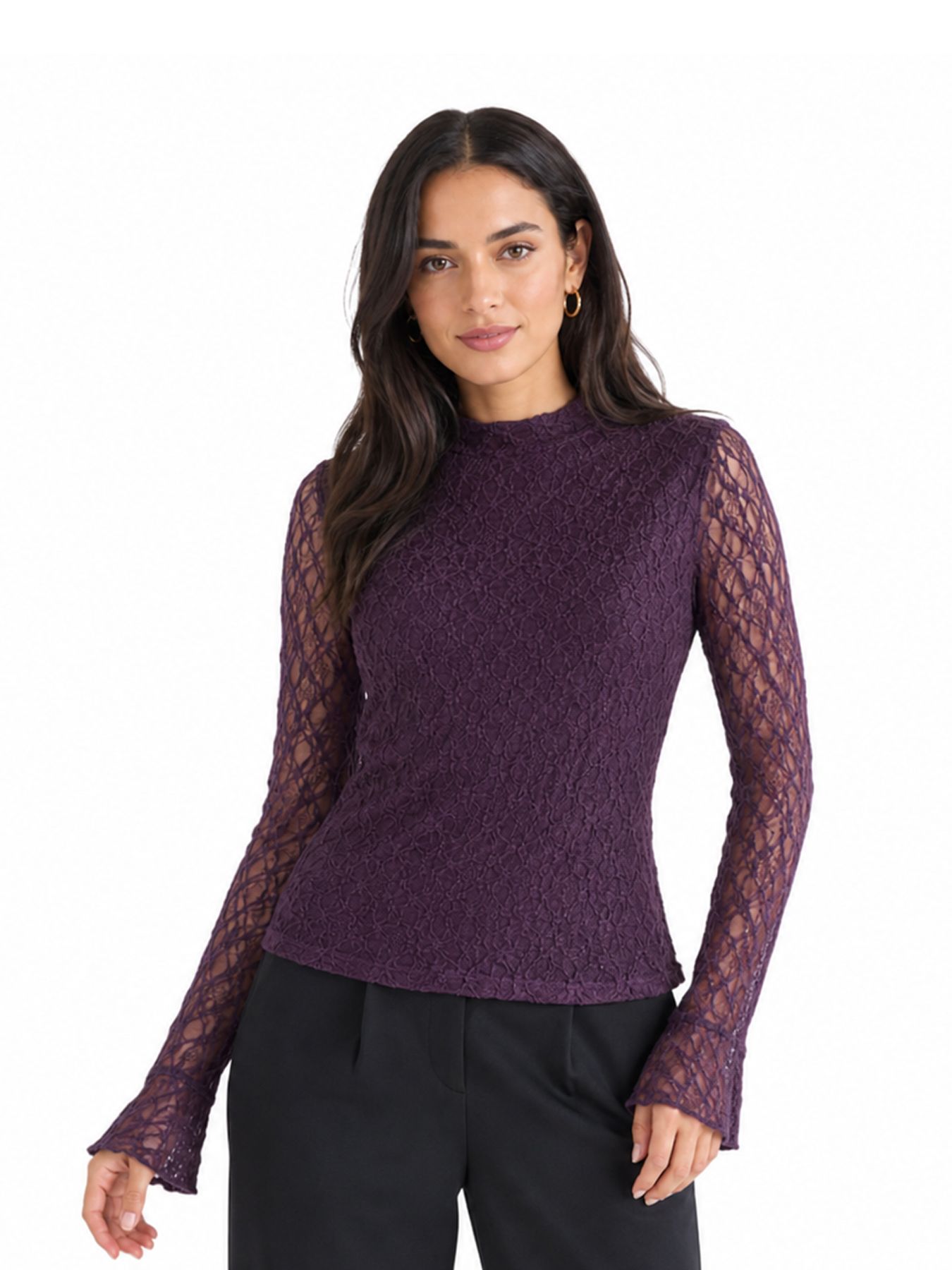 Tramontana Top Flared Cuff Aubergine Noir 004840 00117901-EKA26012900000060
