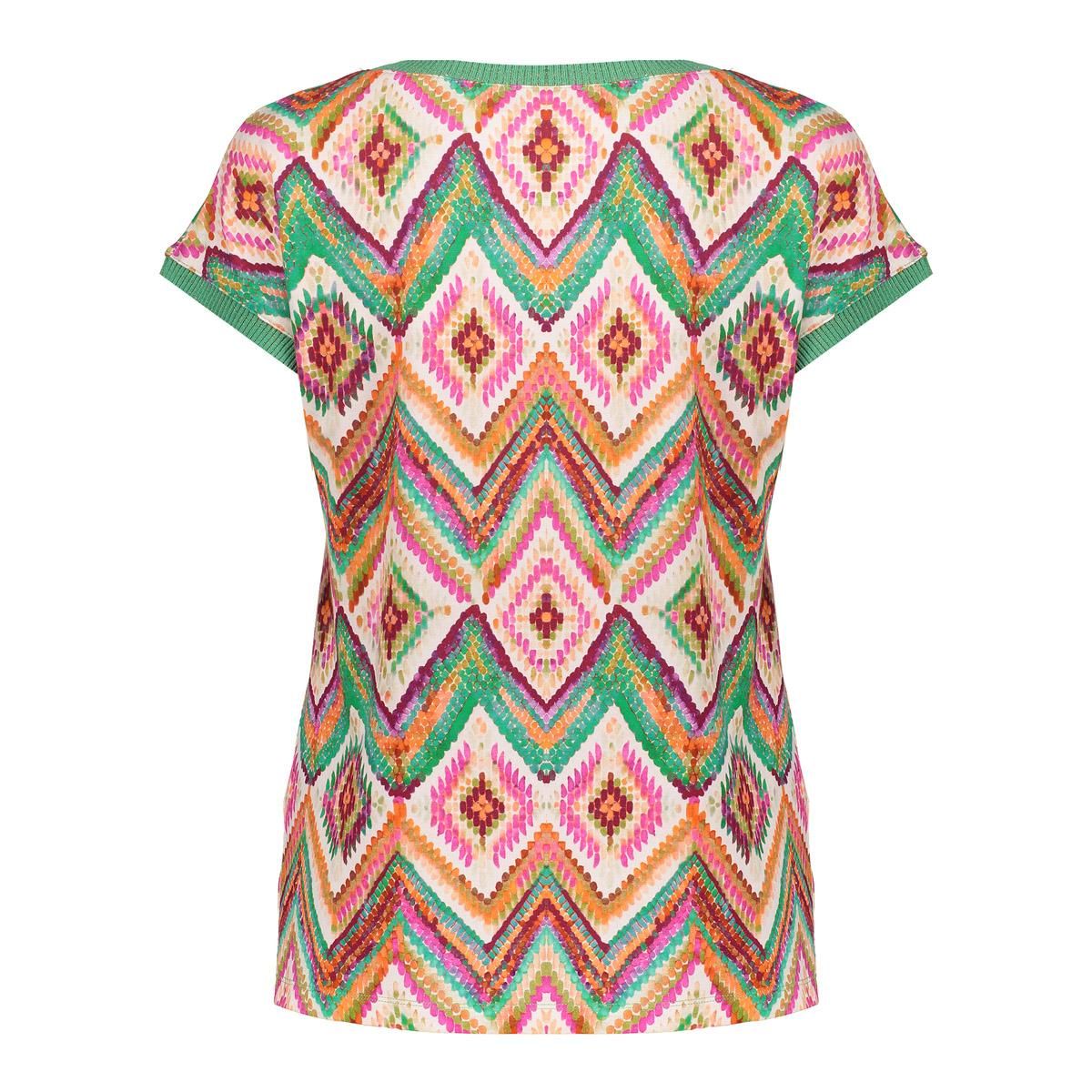Geisha T-shirt with rib jersey AOP 615 Pr.01-26-2 teal/fuchsia 2900165551066