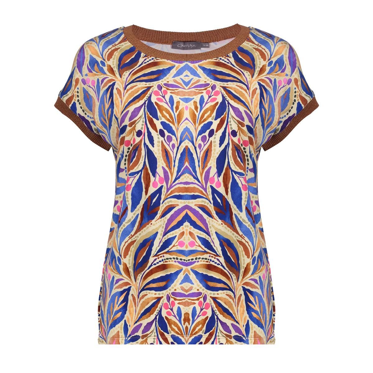 Geisha T-shirt with rib jersey AOP 815 Pr.02-26-2 indigo/purple 2900165552049