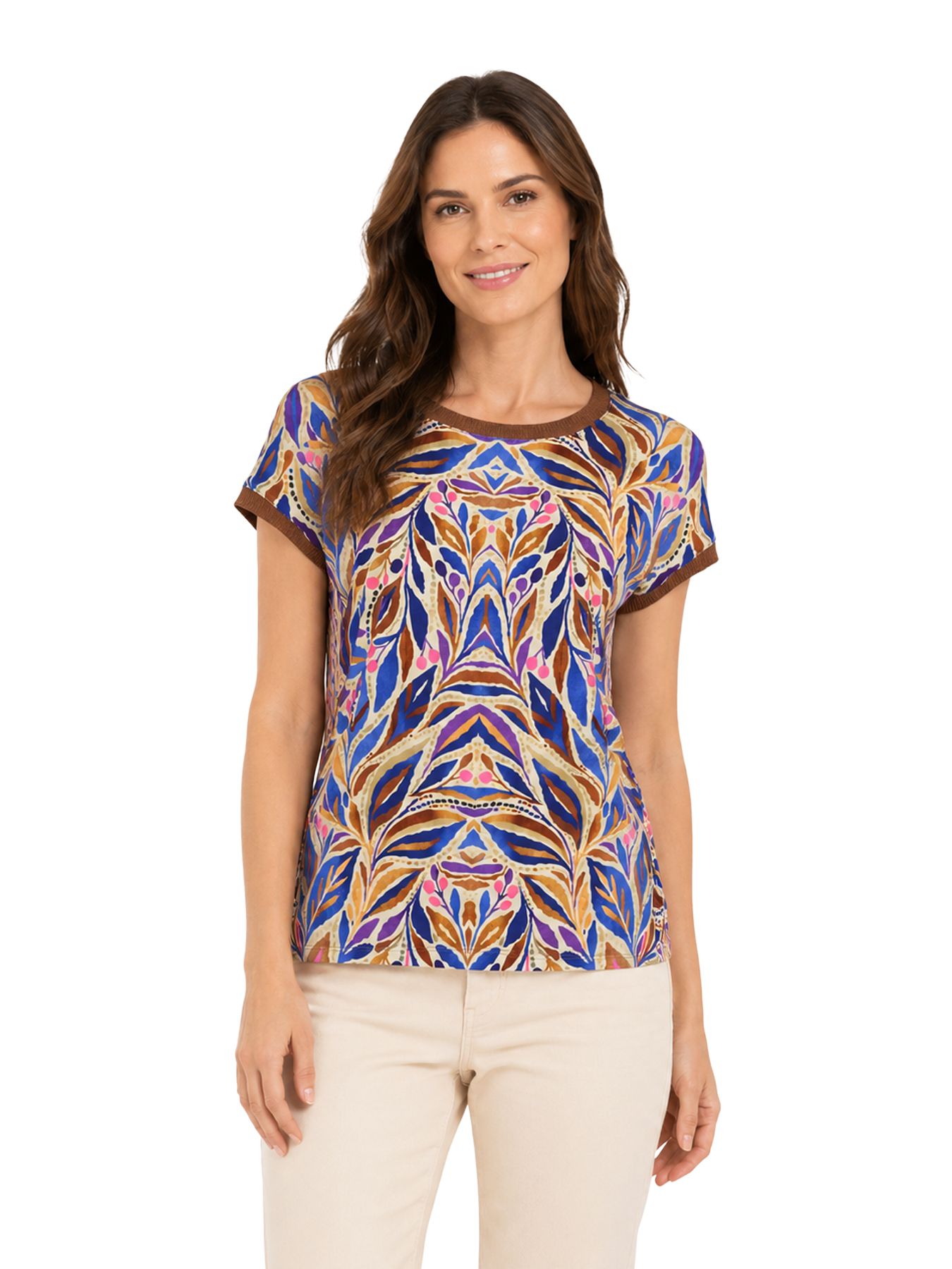 Geisha T-shirt with rib jersey AOP 815 Pr.02-26-2 indigo/purple 00117920-EKA26013800000115
