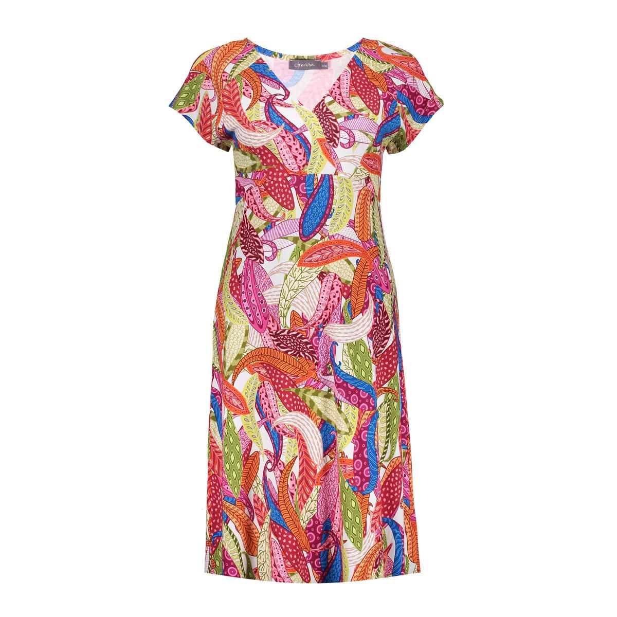 Geisha Dress v-neck short jersey AOP 250 Pr.04-26-2 orange/pink 2900165555040