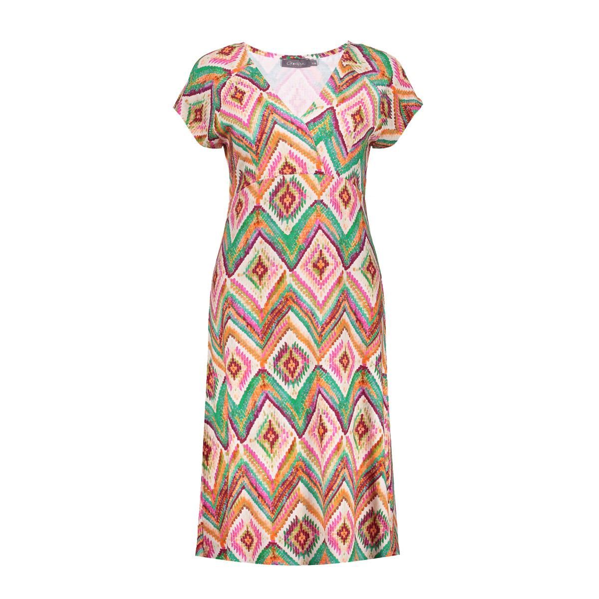 Geisha Dress v-neck short jersey AOP 615 Pr.01-26-2 teal/fuchsia 2900165556078