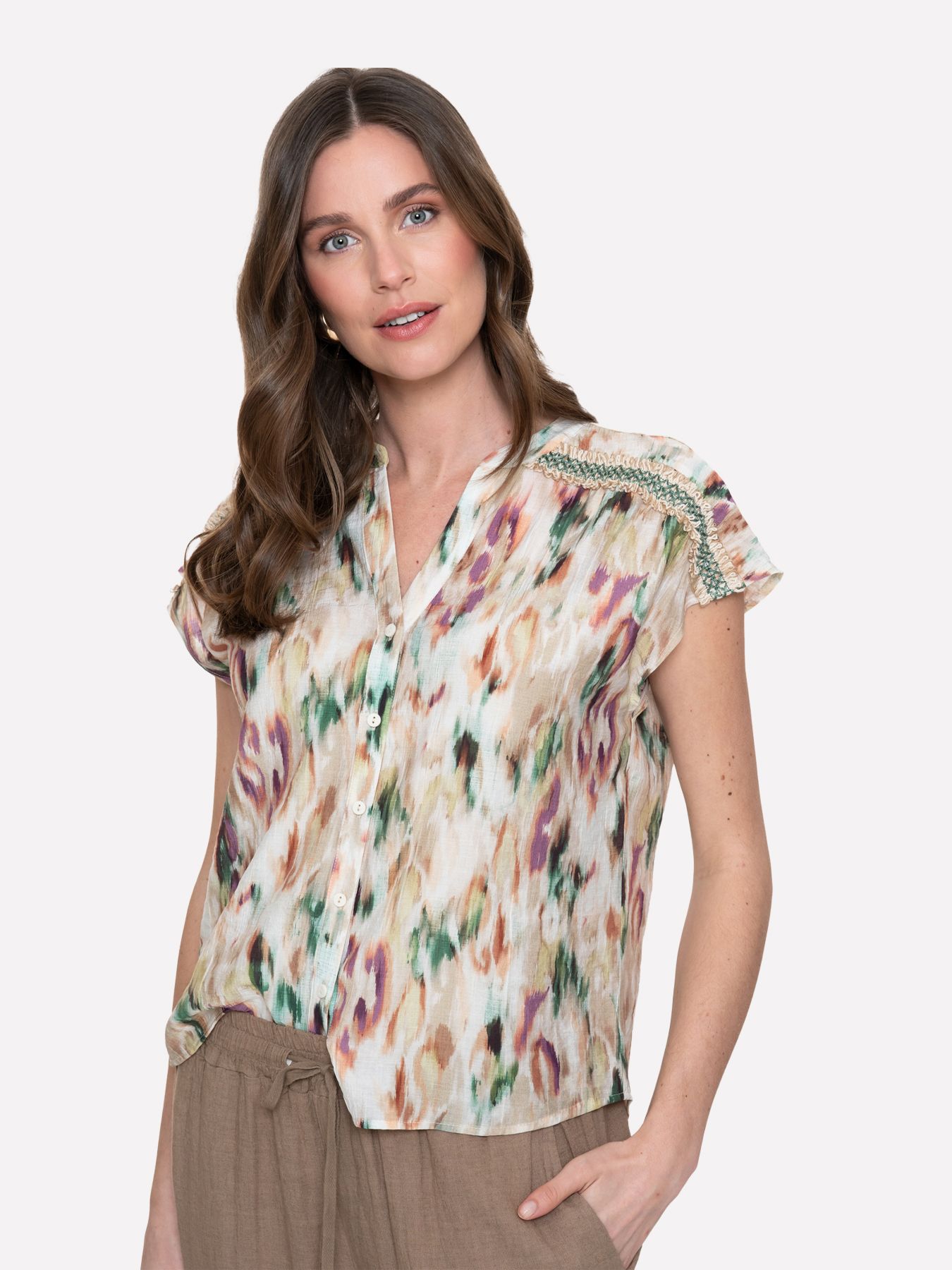 Geisha blouse 602 aqua/sand 00117924-EKA26013800000117