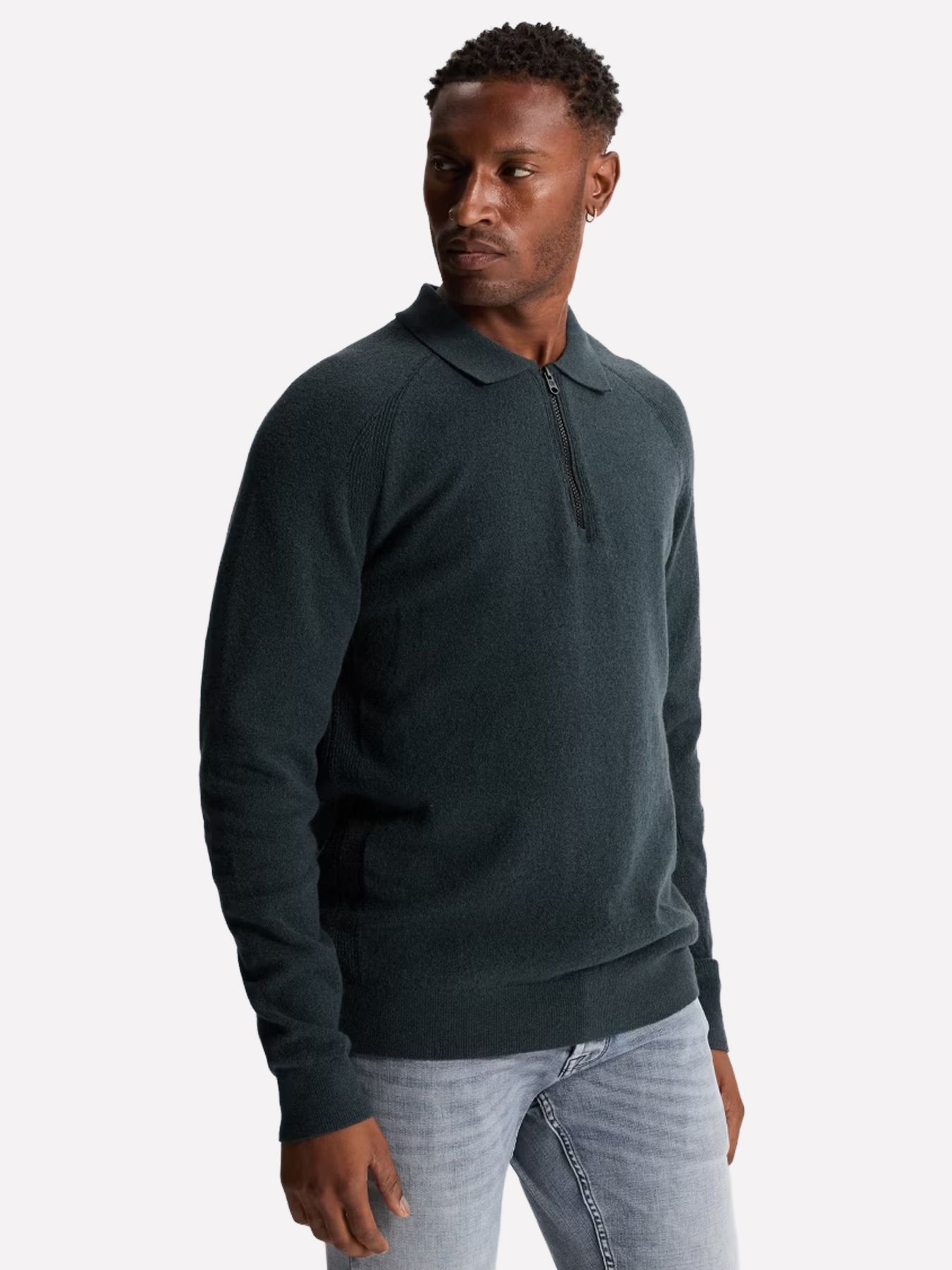 Cast Iron Long sleeve polo shirt regular fit Dark Slate 00117934-9076