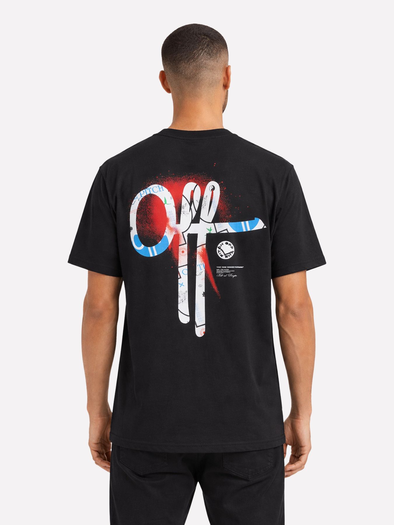 Off The Pitch Ornament slim fit tee Black 2900165580042