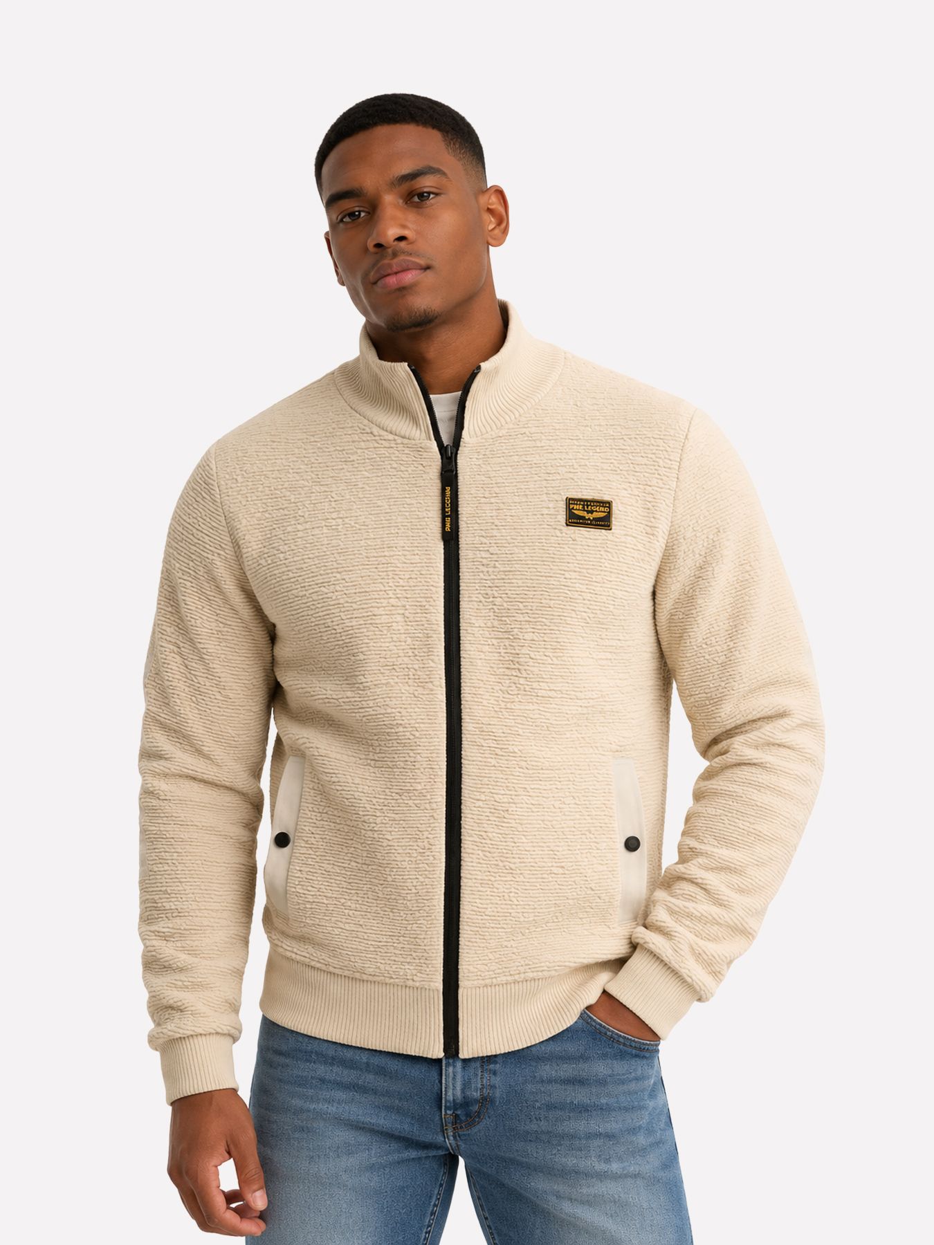 Pme Legend Zip jacket texture yarn Bone White 00117944-7013