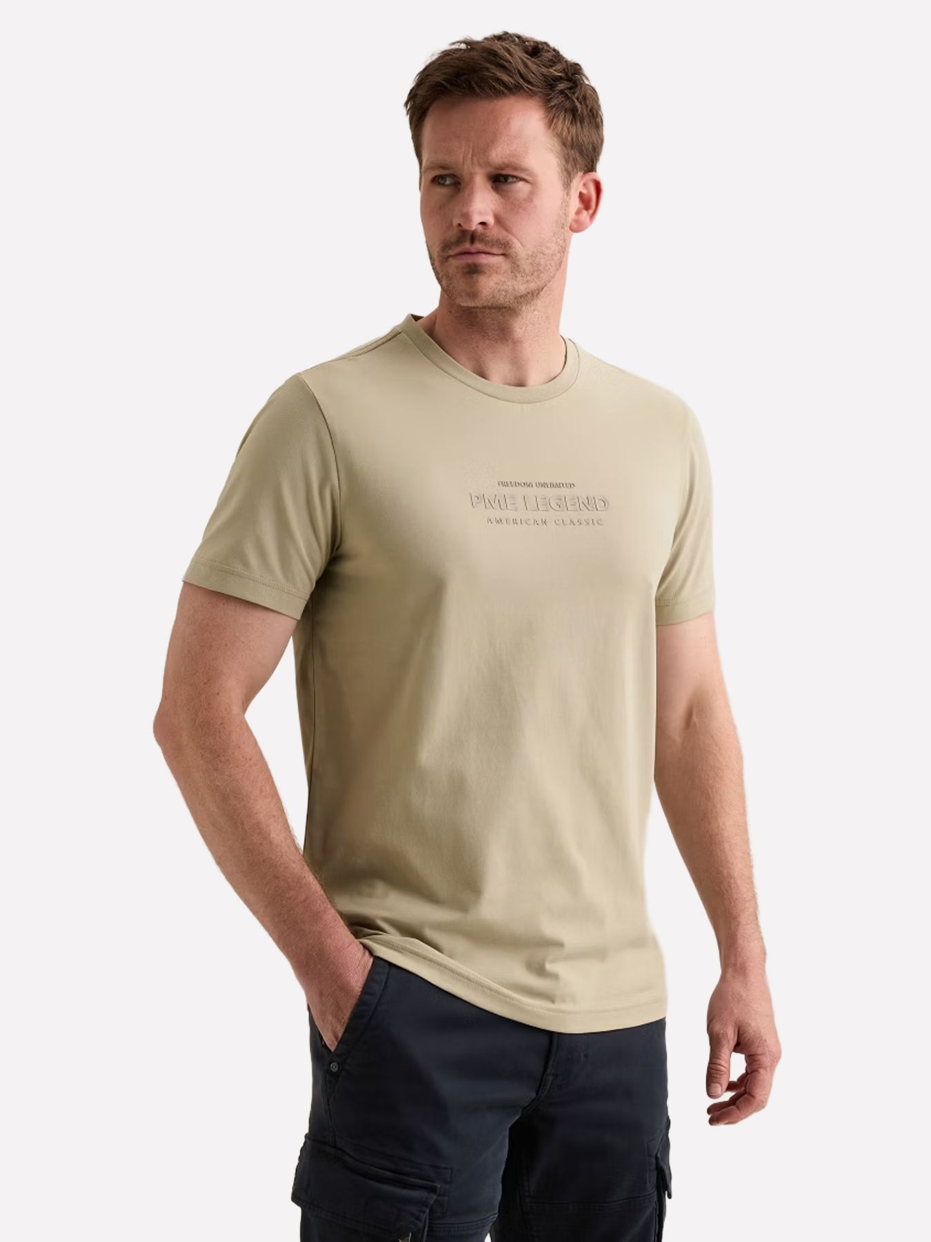 Pme Legend Short sleeve r-neck cotton elastan Abbey Stone 2900165593028