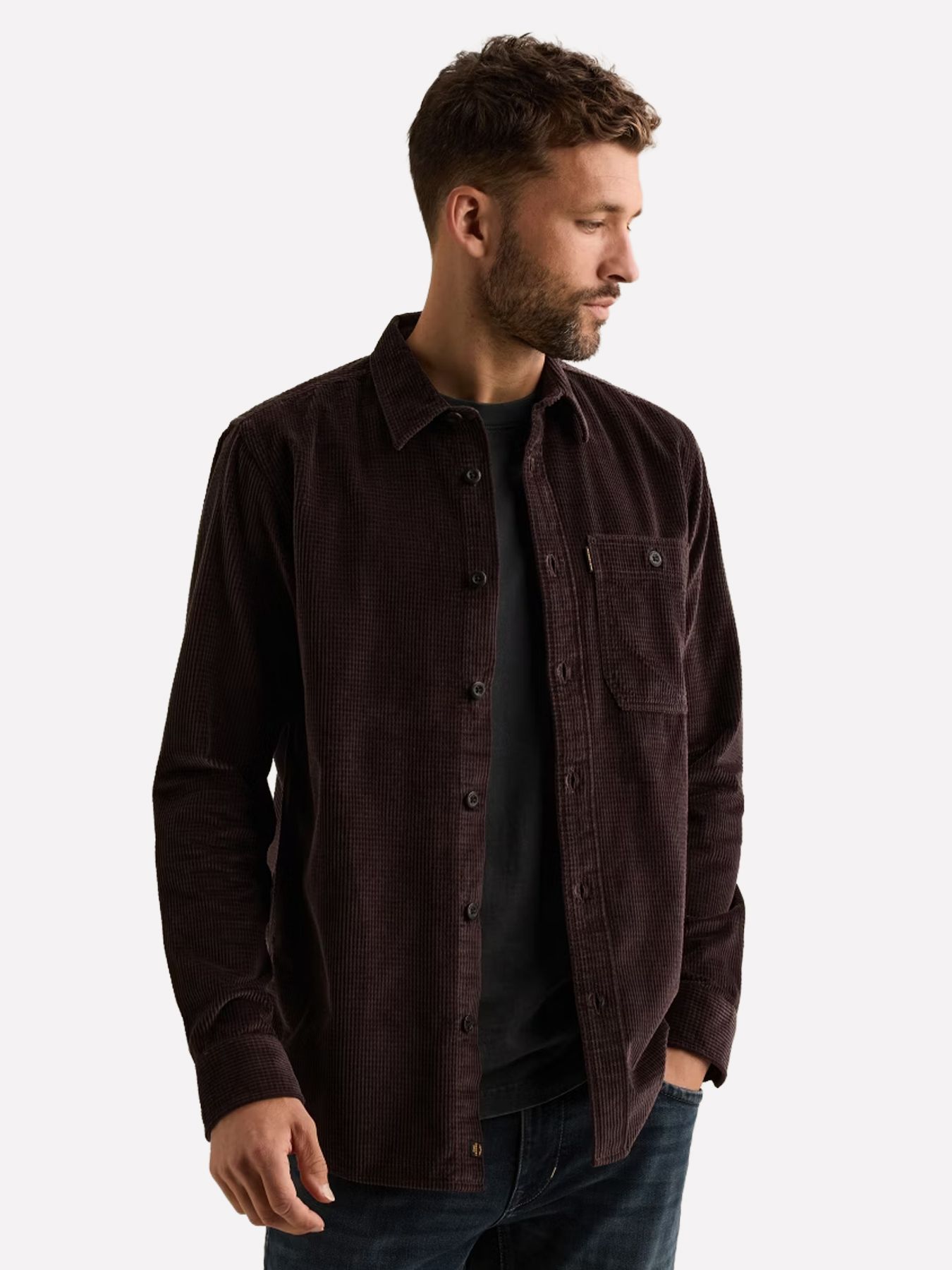 Pme Legend Long sleeve shirt Dobby Corduroy Dark Aubergine 2900165602058