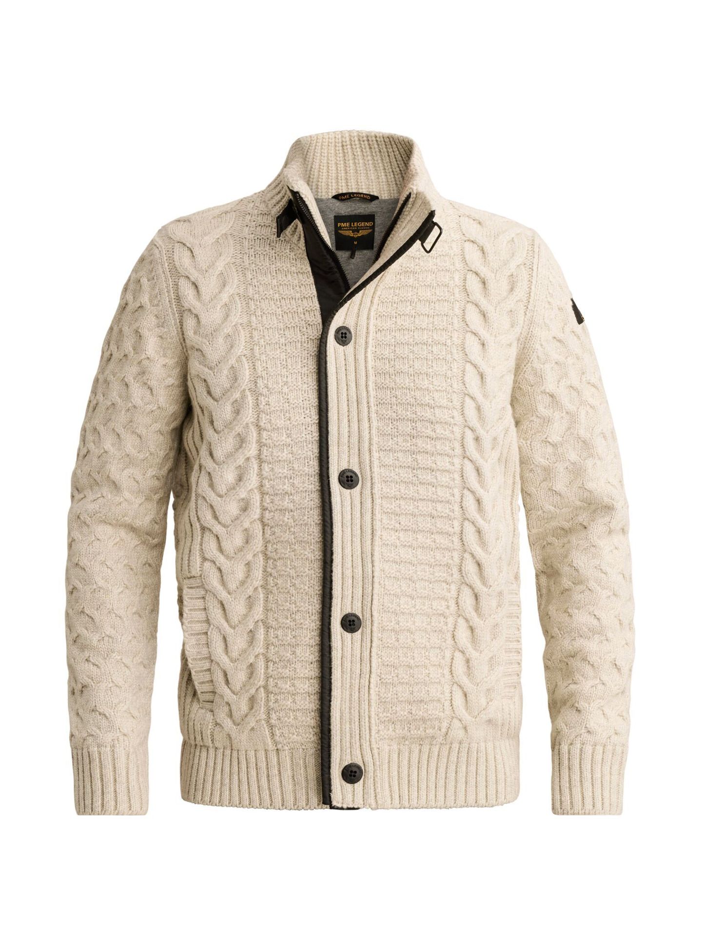 Pme Legend Zip jacket heavy knit mixed yarn Bone White 00117953-7013