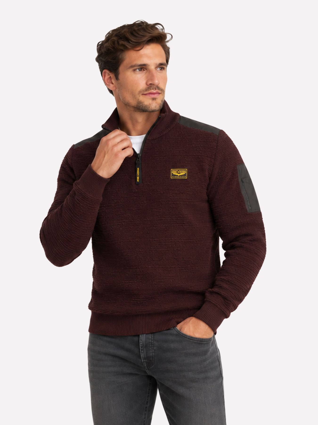 Pme Legend Half zip collar texture yarn Dark Aubergine 2900165608043