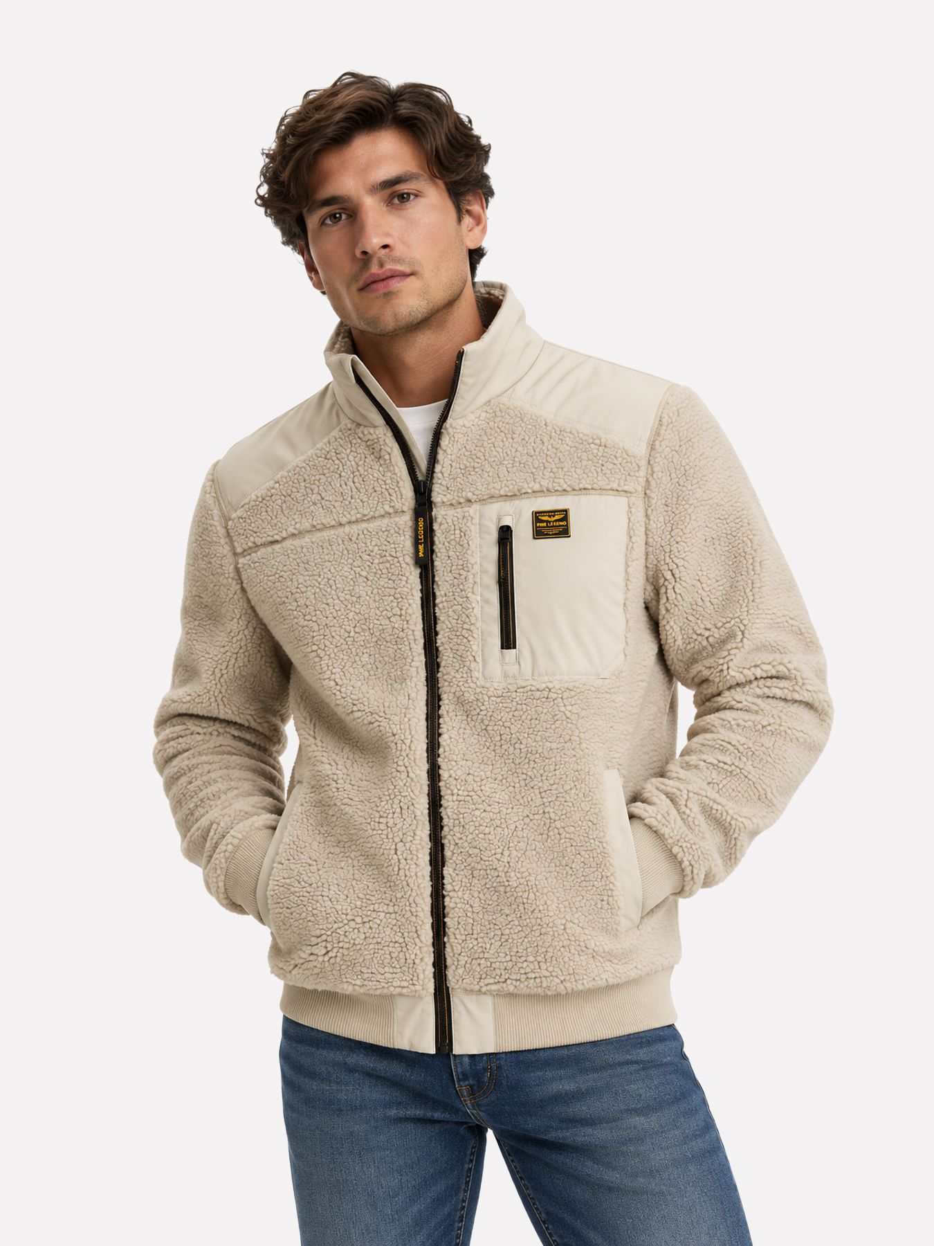 Pme Legend SHORT JACKET sherpa full zip hybri Charocal Melange 00117961-9004