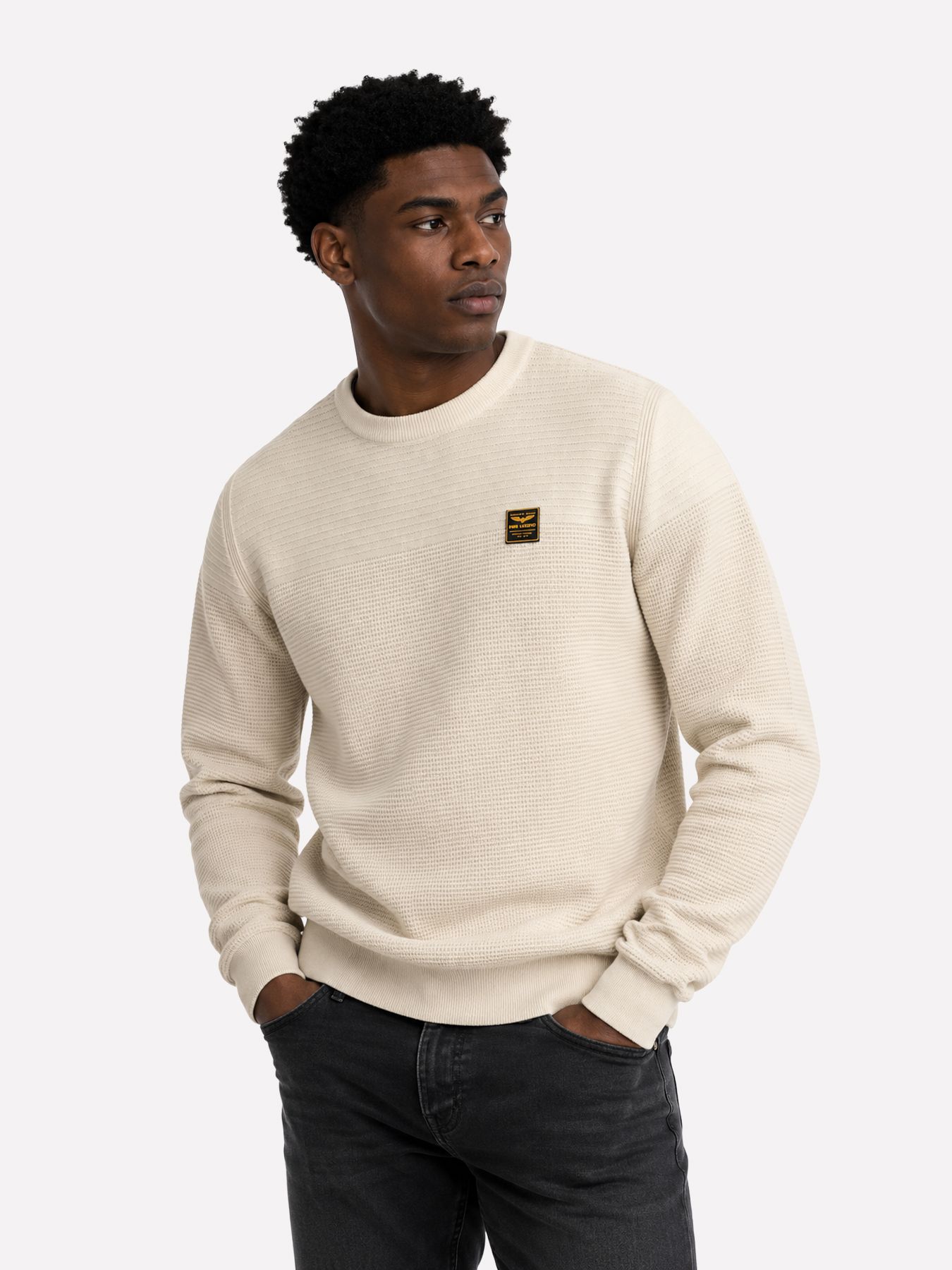 Pme Legend R-neck cotton mouline Bone White 00117968-7013