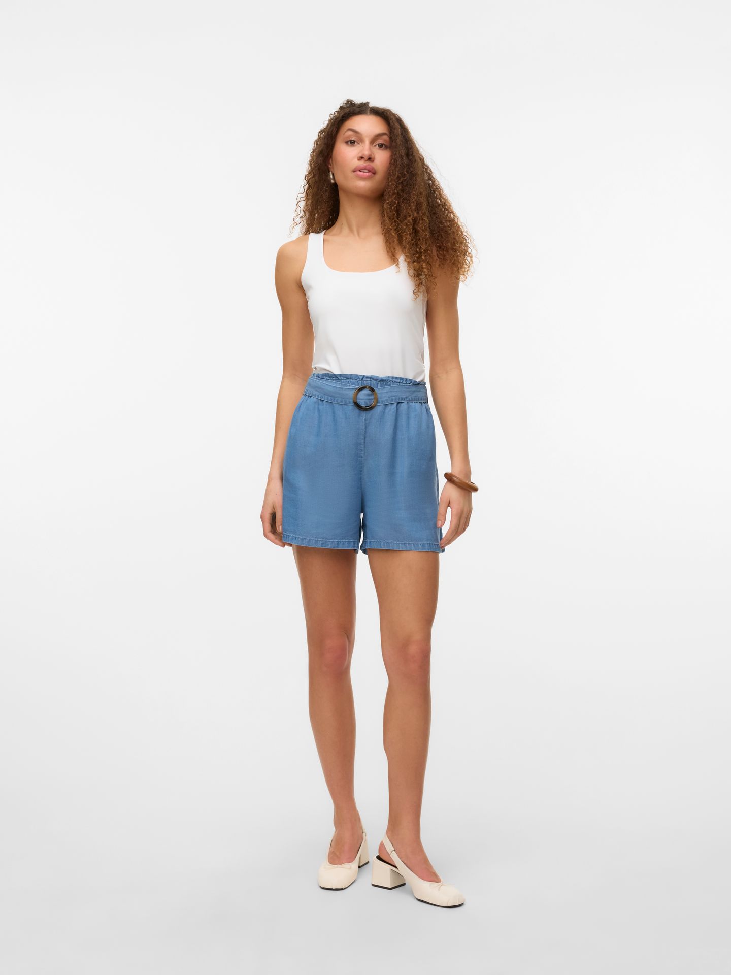 Vero Moda VMFLEUR HW PAPERBAG BELT TENCEL SHO Medium Blue Denim 2900165677032