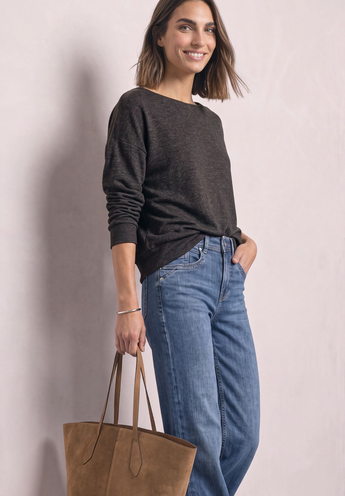 Street-One A325836 LTD QR soft shirt w.bottom black coffee mel. 2900165707067