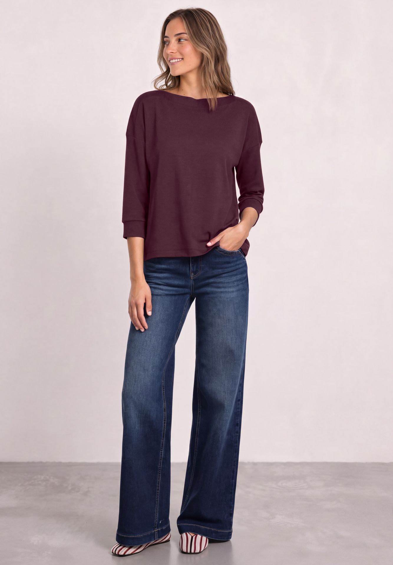 Street-One A325842 LTD QR u-boat shirt w.rib c rustic rouge 2900165713068