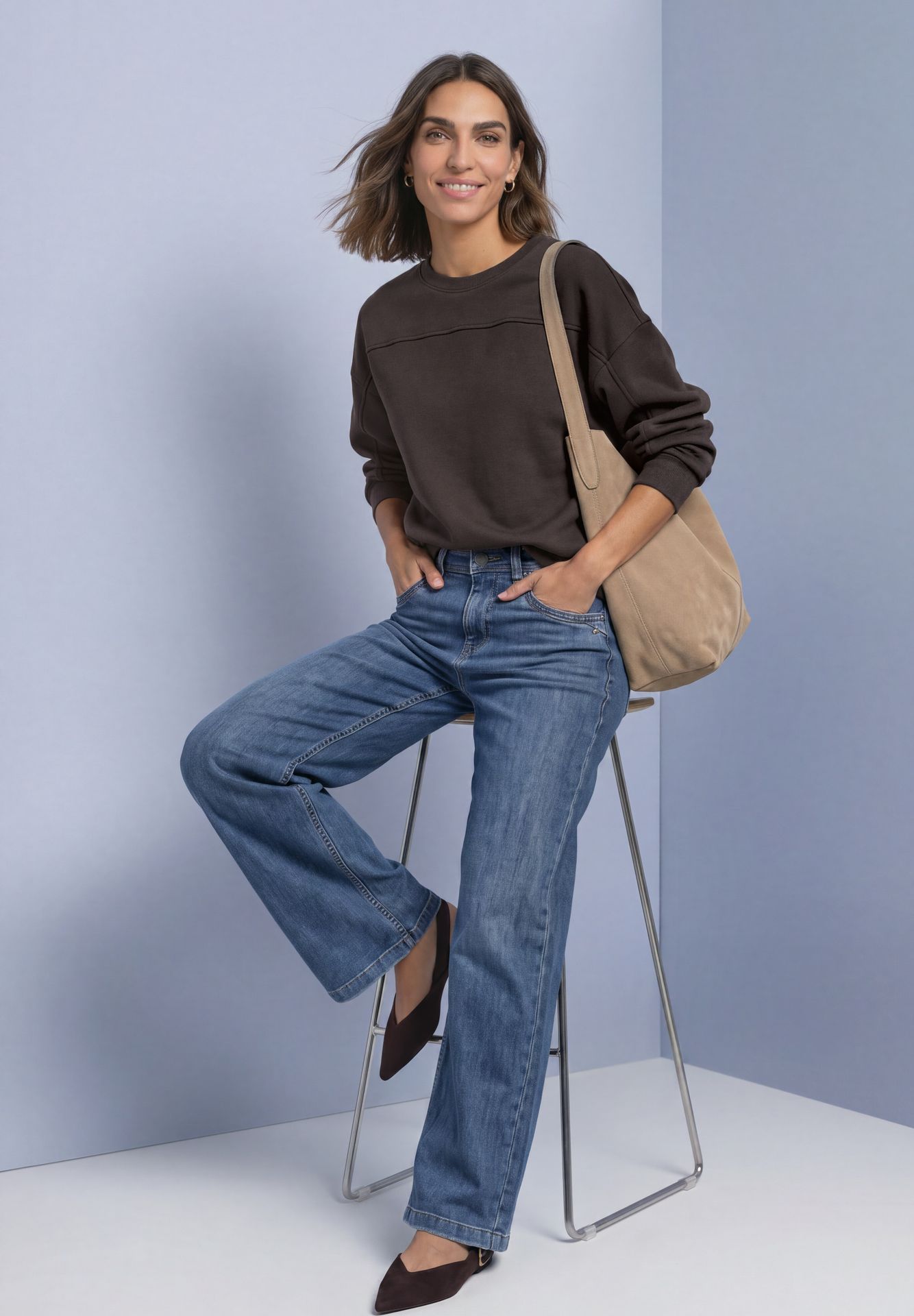 Street-One A304076 Crewneck w. Dividing Seam black coffee 2900165766040